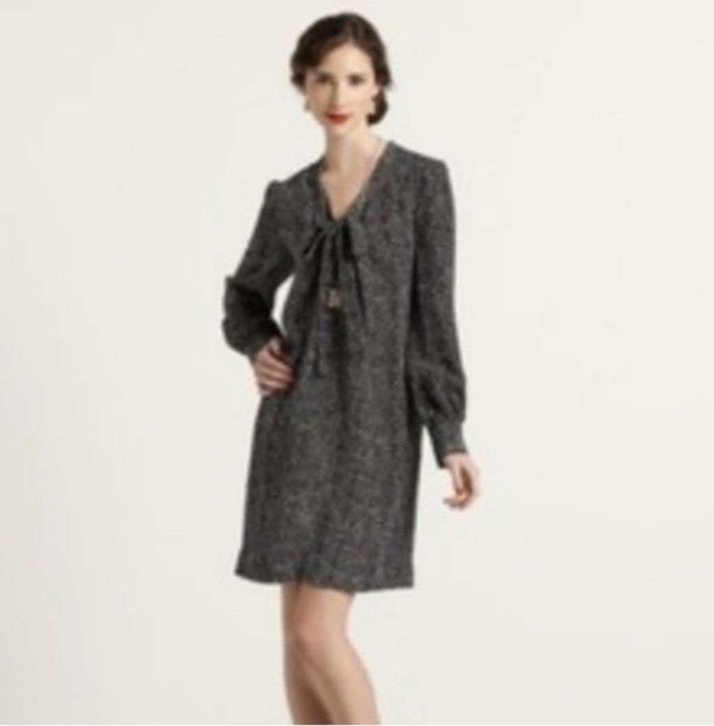 Kate Spade EUC Kate Spade Reade Herringbone Tie Neck Shift Dress Size XS / US 0-2 / IT 36-38 - 2 Thumbnail