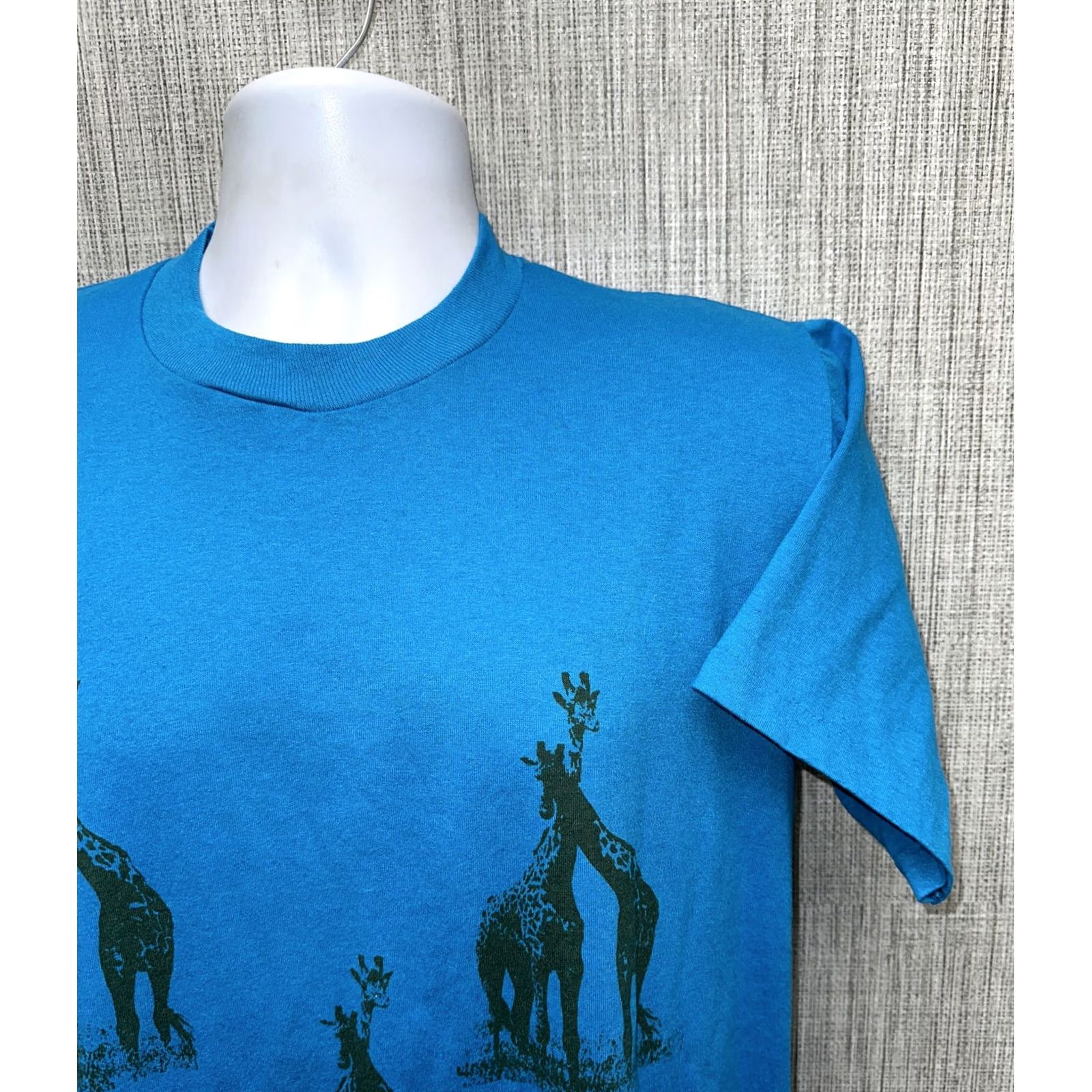 Jerzees VINTAGE Jerzees T-Shirt Mens Blue Single Stitch USA Made Giraffe Print Size L Size US L / EU 52-54 / 3 - 2 Thumbnail
