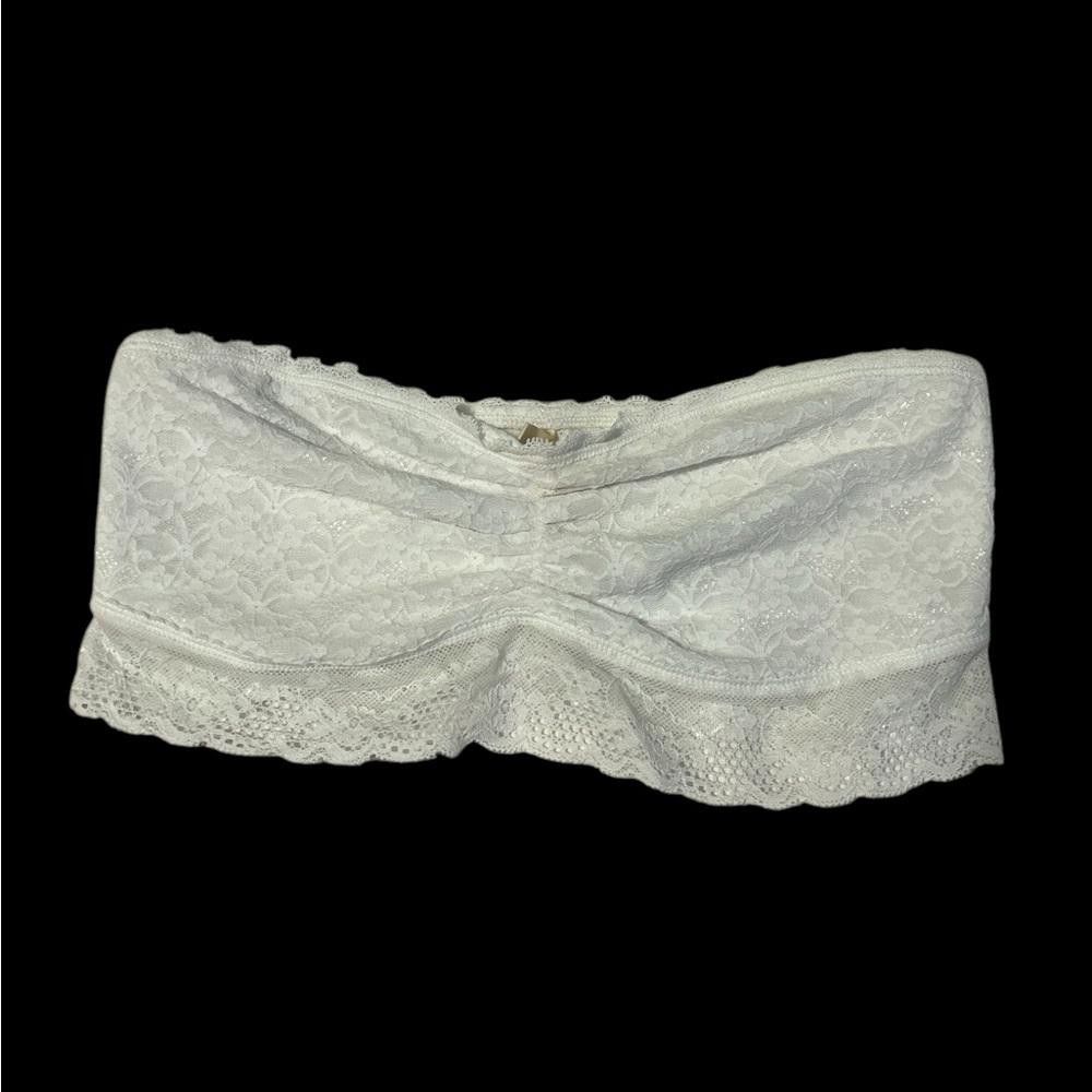 Designer Aerie White Lace Strapless Bra - Size L Size L / US 10 / IT 46 - 1 Thumbnail