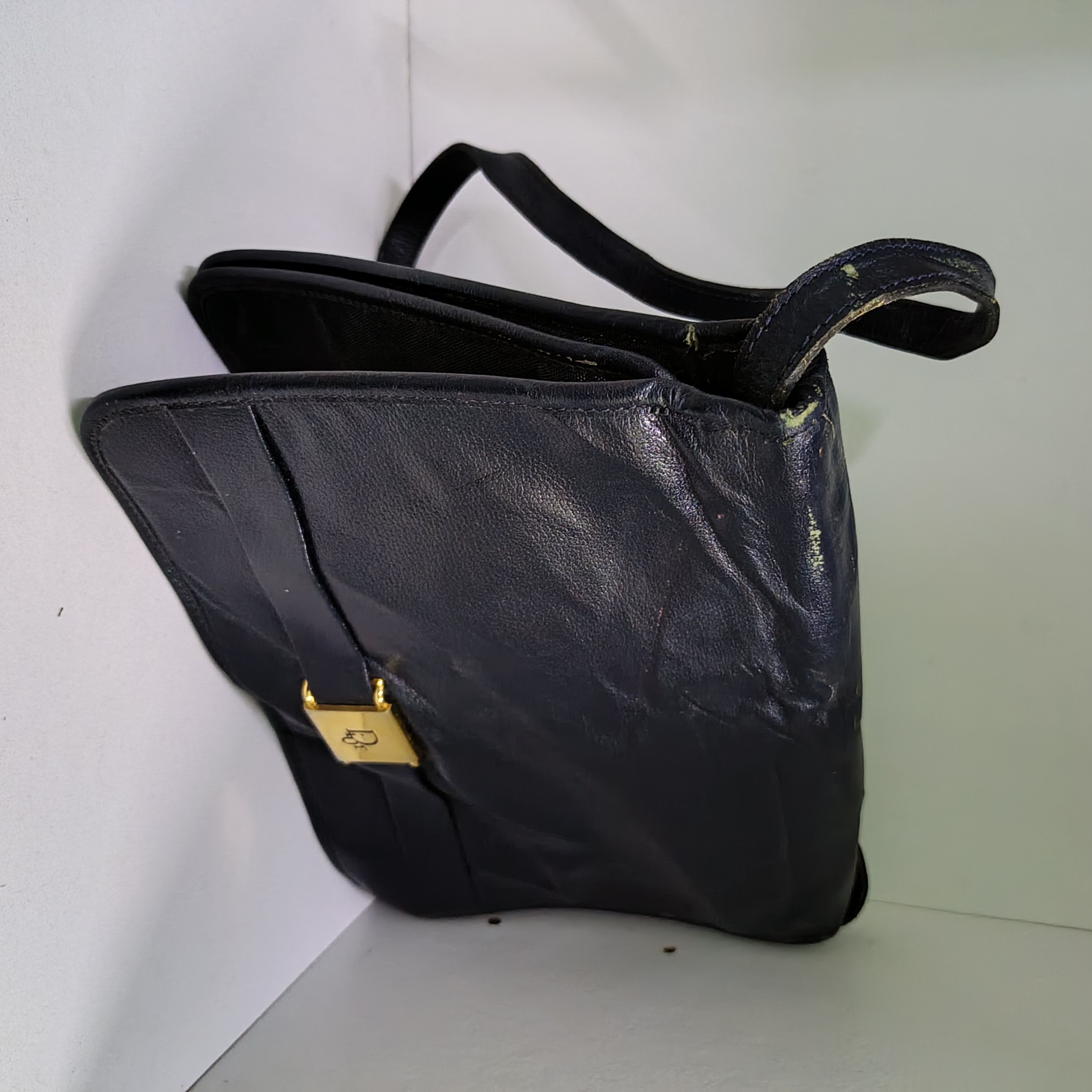 Dior VTG Christian Dior Navy Leather Shoulder Bag + Coin Purse Size ONE SIZE - 6 Thumbnail