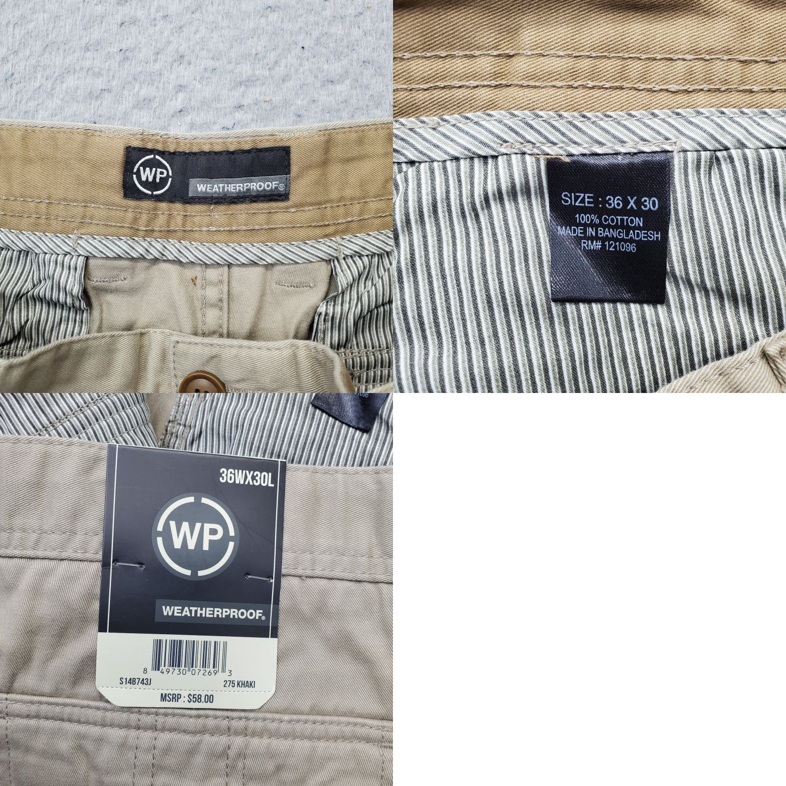 Weatherproof Weatherproof Cargo Pants Mens 36x30 Tan Flat Front Straight Leg Cargo Pocket Style Mens Size 36 Tan Size US 36 / EU 52 - 8 Thumbnail