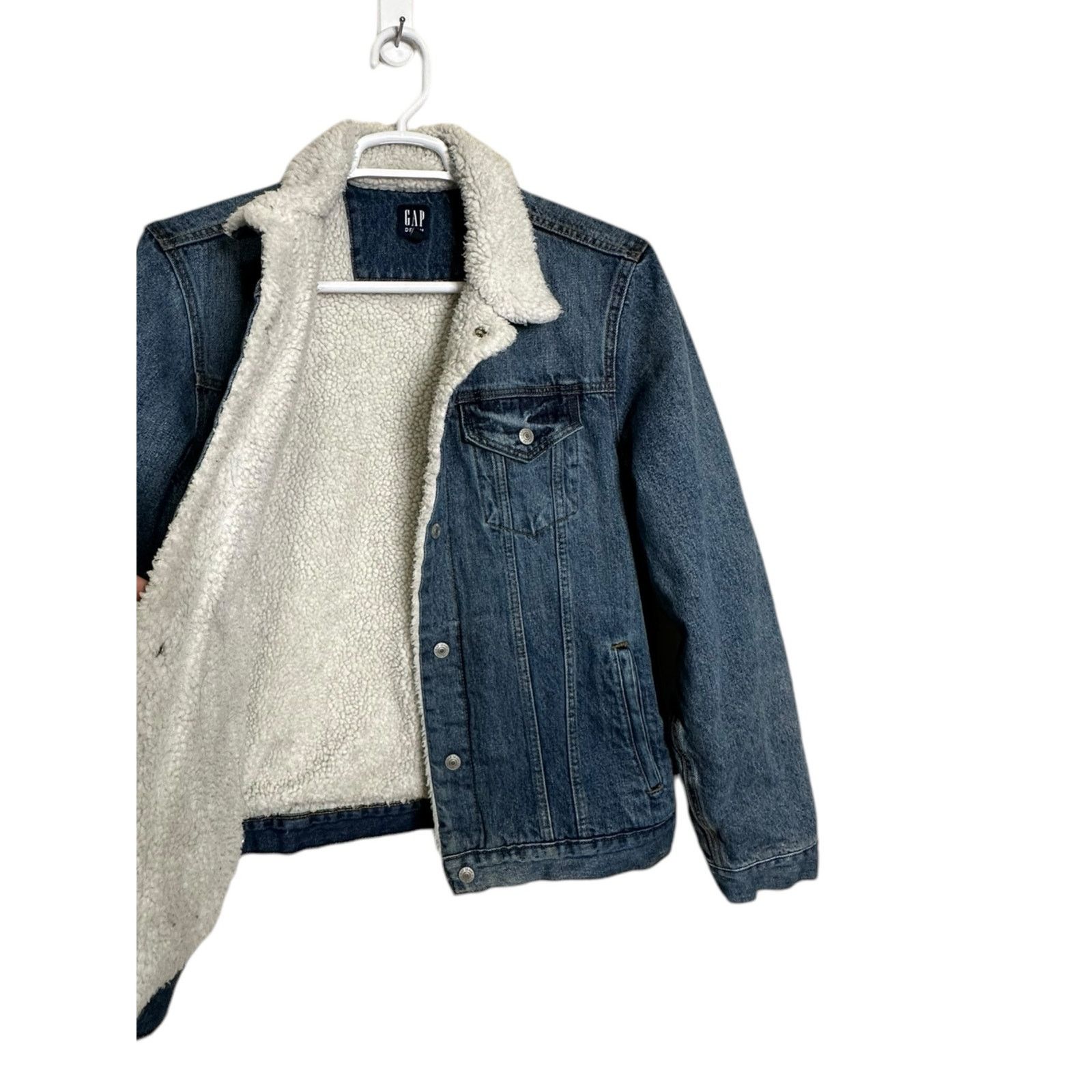 Gap Gap blue denim sherpa snap buttoned jacket size Large Size US L / EU 52-54 / 3 - 5 Thumbnail