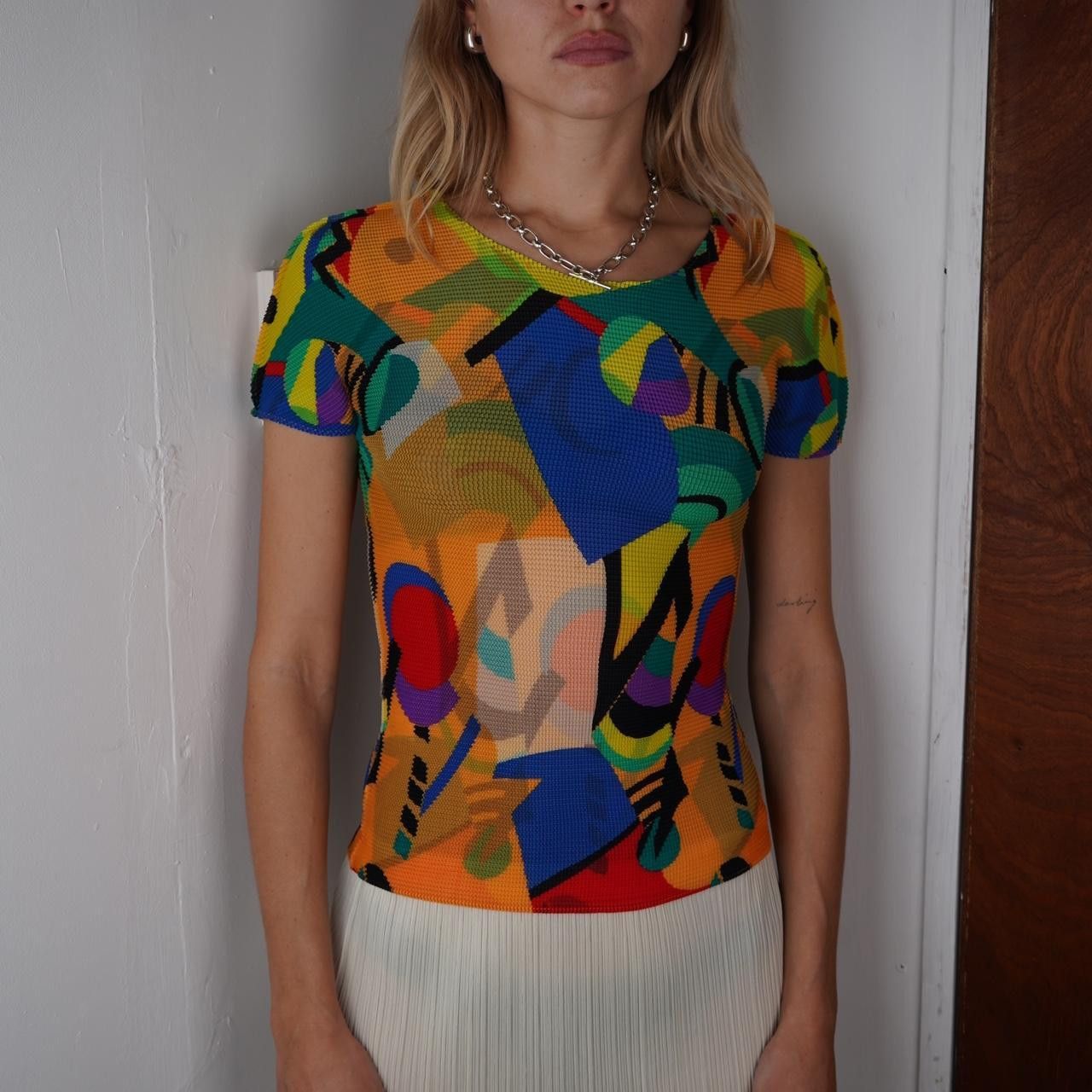 Issey Miyake Issey Miyake Me Multicoloured Short Sleeve Top Size ONE SIZE - 7 Thumbnail