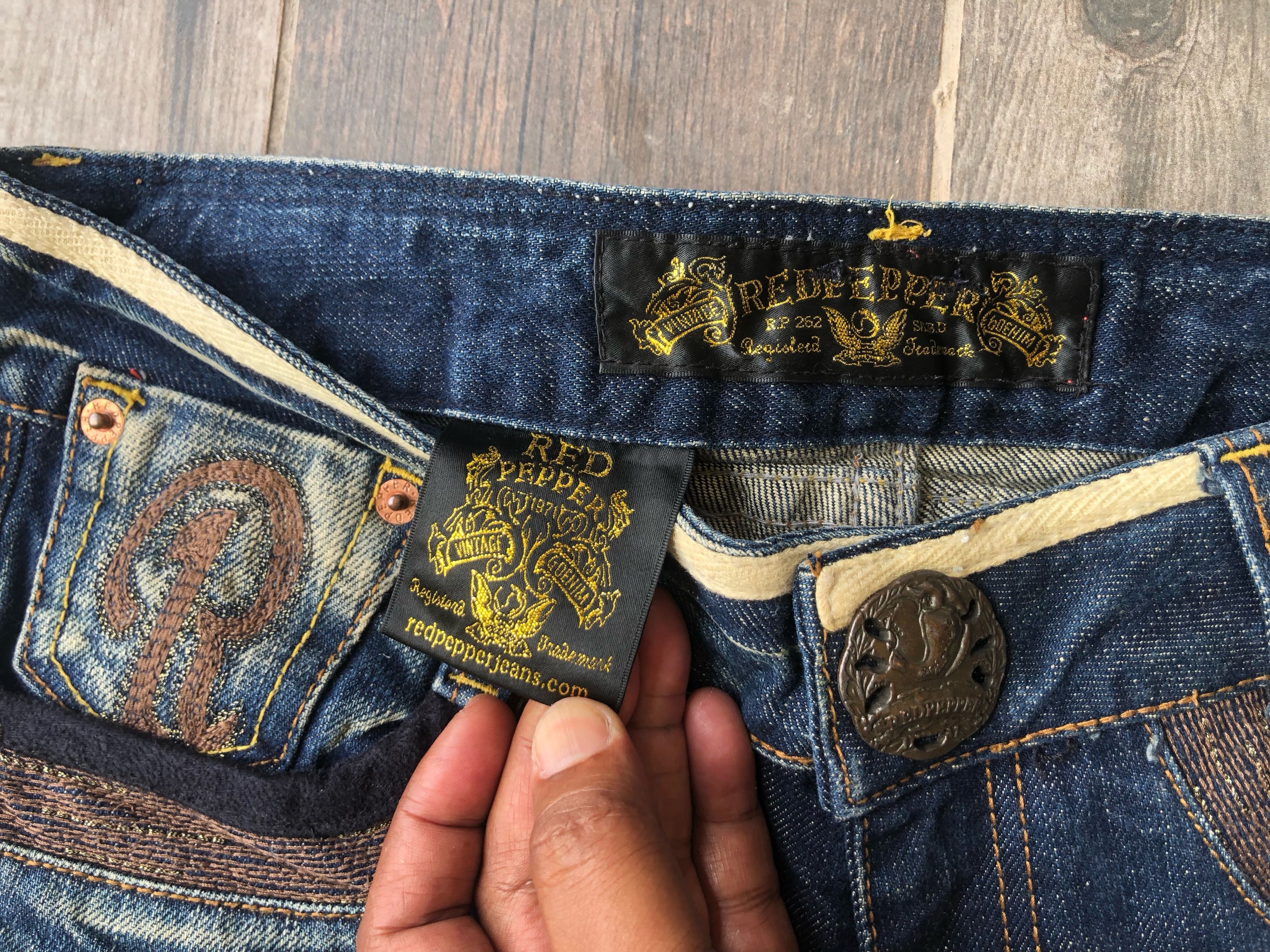 Japanese Brand 🔥Red Pepper Embroidery Flare Jeans🔥 Size US 30 / EU 46 - 4 Thumbnail