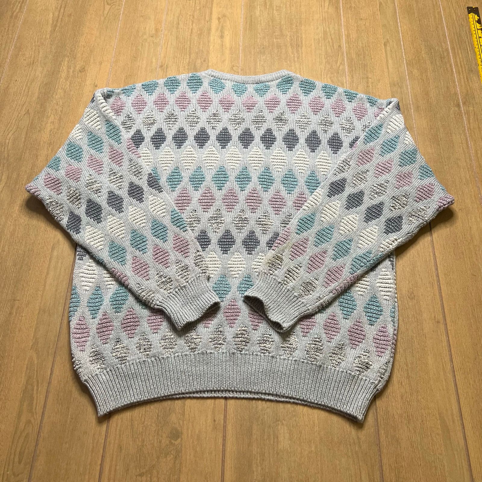 Vintage Vintage MONDO Italy Textured Knit Sweater L 52 Pastel 90s Size US L / EU 52-54 / 3 - 6 Thumbnail