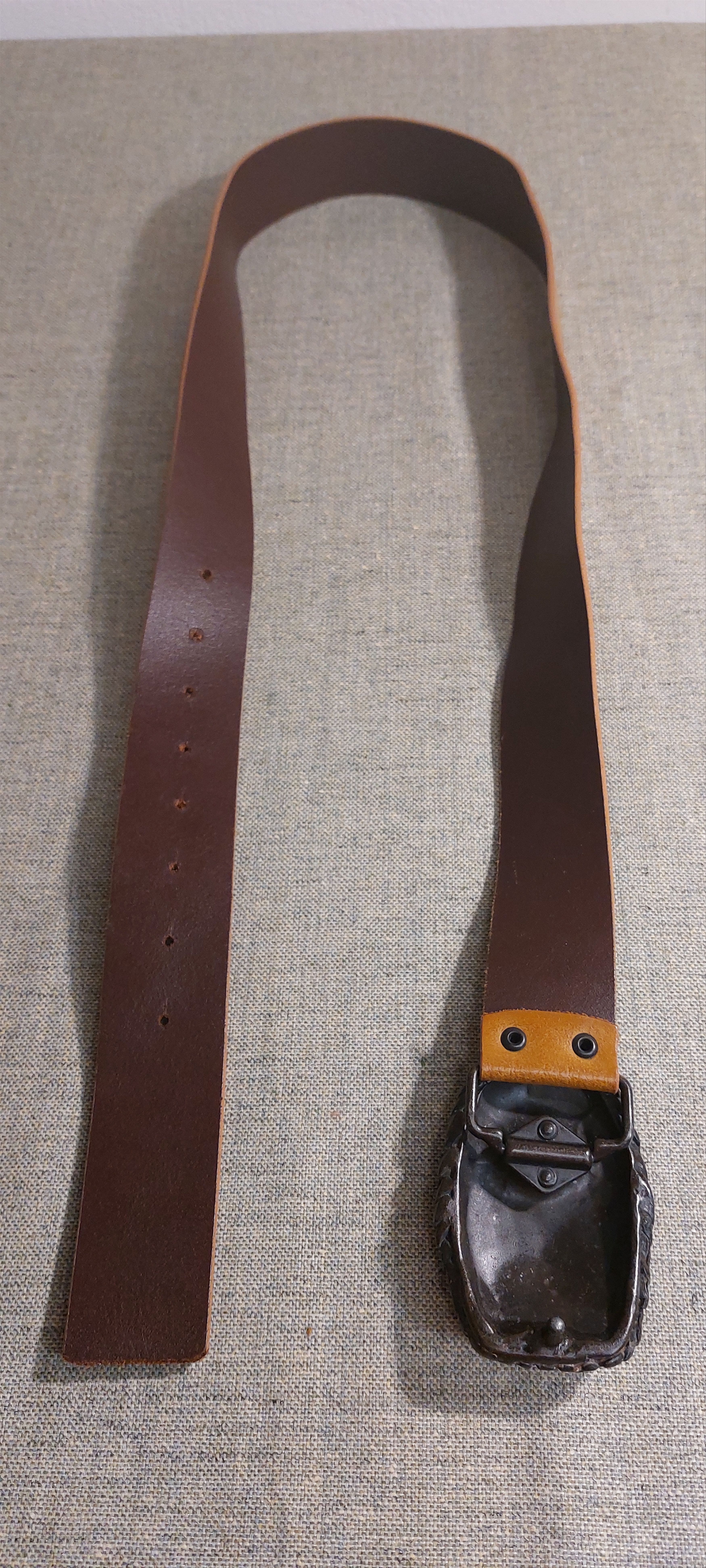 Vintage Brutalist Vintage Leather Belt Heavy Cast Buckle Size ONE SIZE - 8 Thumbnail