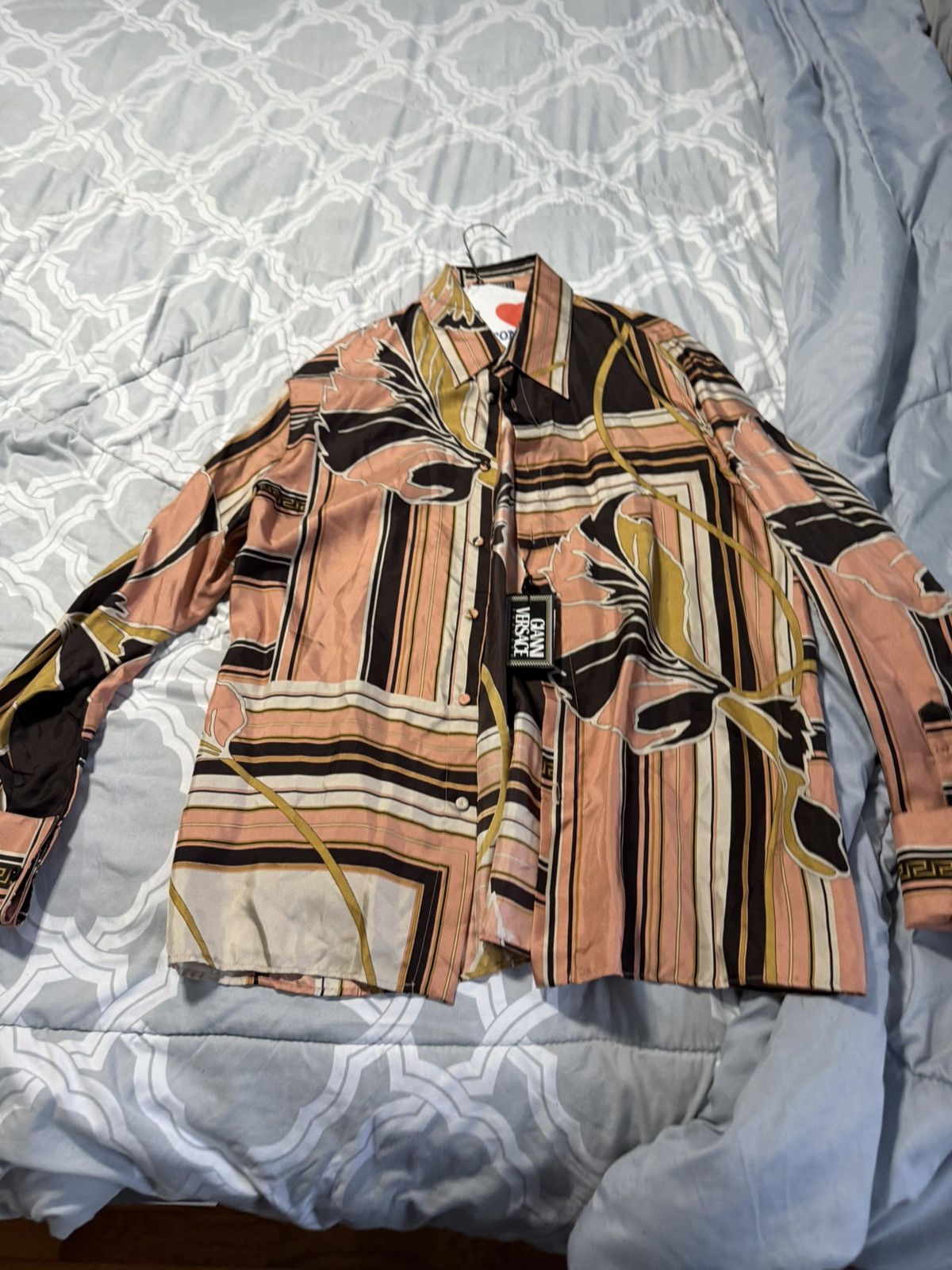 Versace Gianni Versace NWT Floral Geometric Print Shirt Made in Ita Size US L / EU 52-54 / 3 - 1 Thumbnail