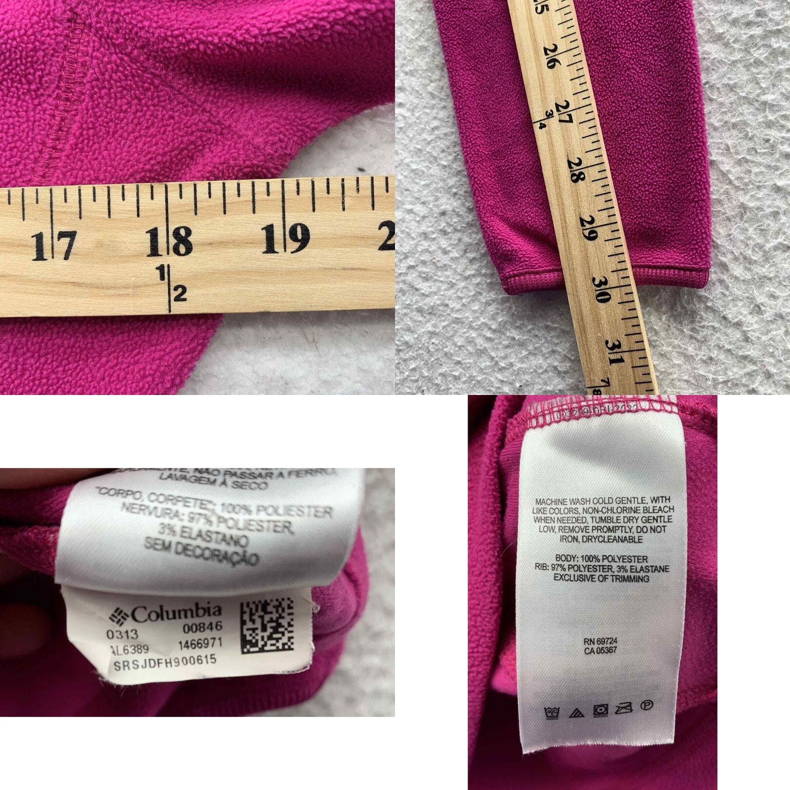 Pinko Columbia Fleece Jacket Womens Medium M Pink 1/4 Zip Lightweight Hiking Size M / US 6-8 / IT 42-44 - 8 Thumbnail