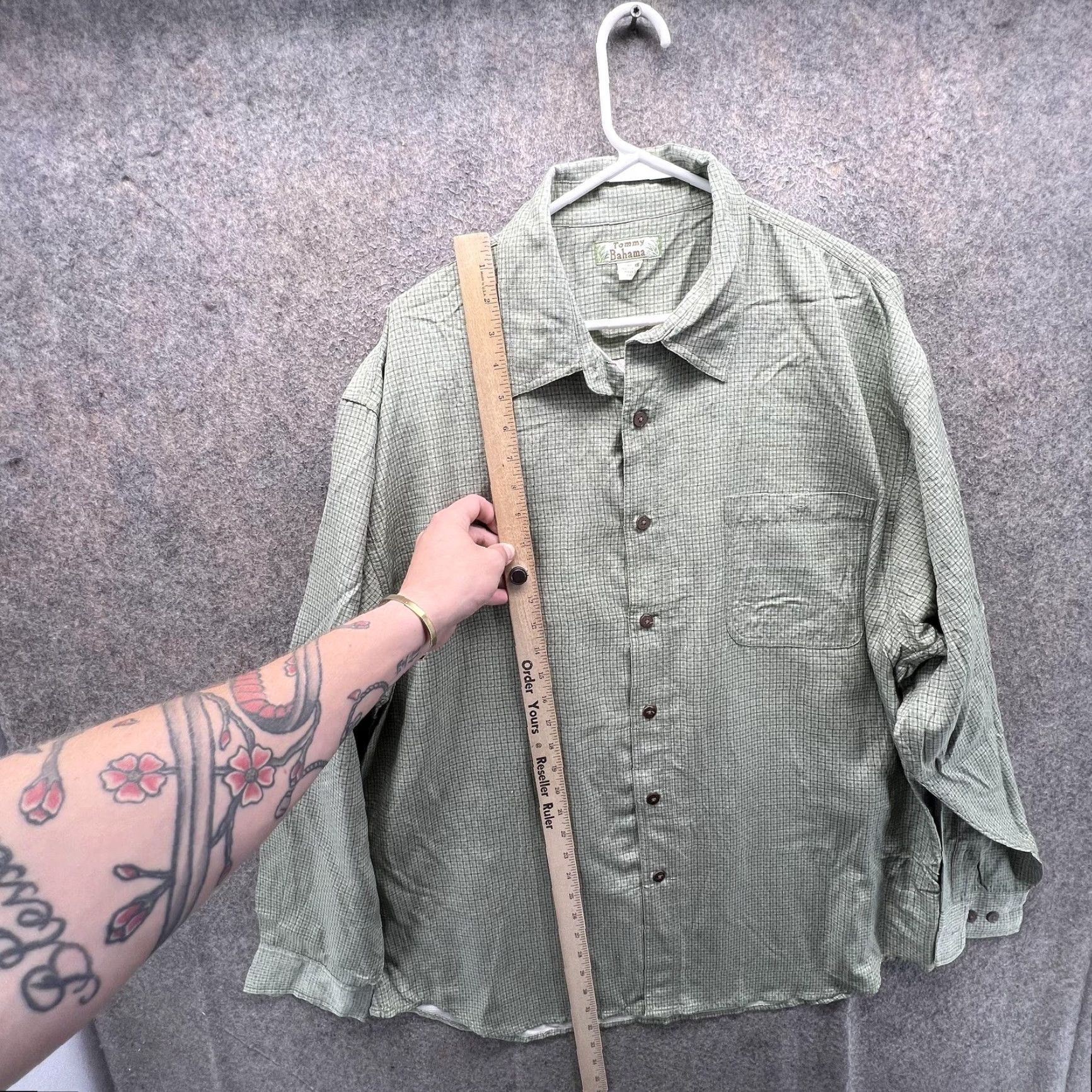 Tommy Bahama VINTAGE: No Tommy Bahama Shirt Mens XL Green Check Long Sleeve Silk Button Front Casual Size US XL / EU 56 / 4 - 4 Thumbnail