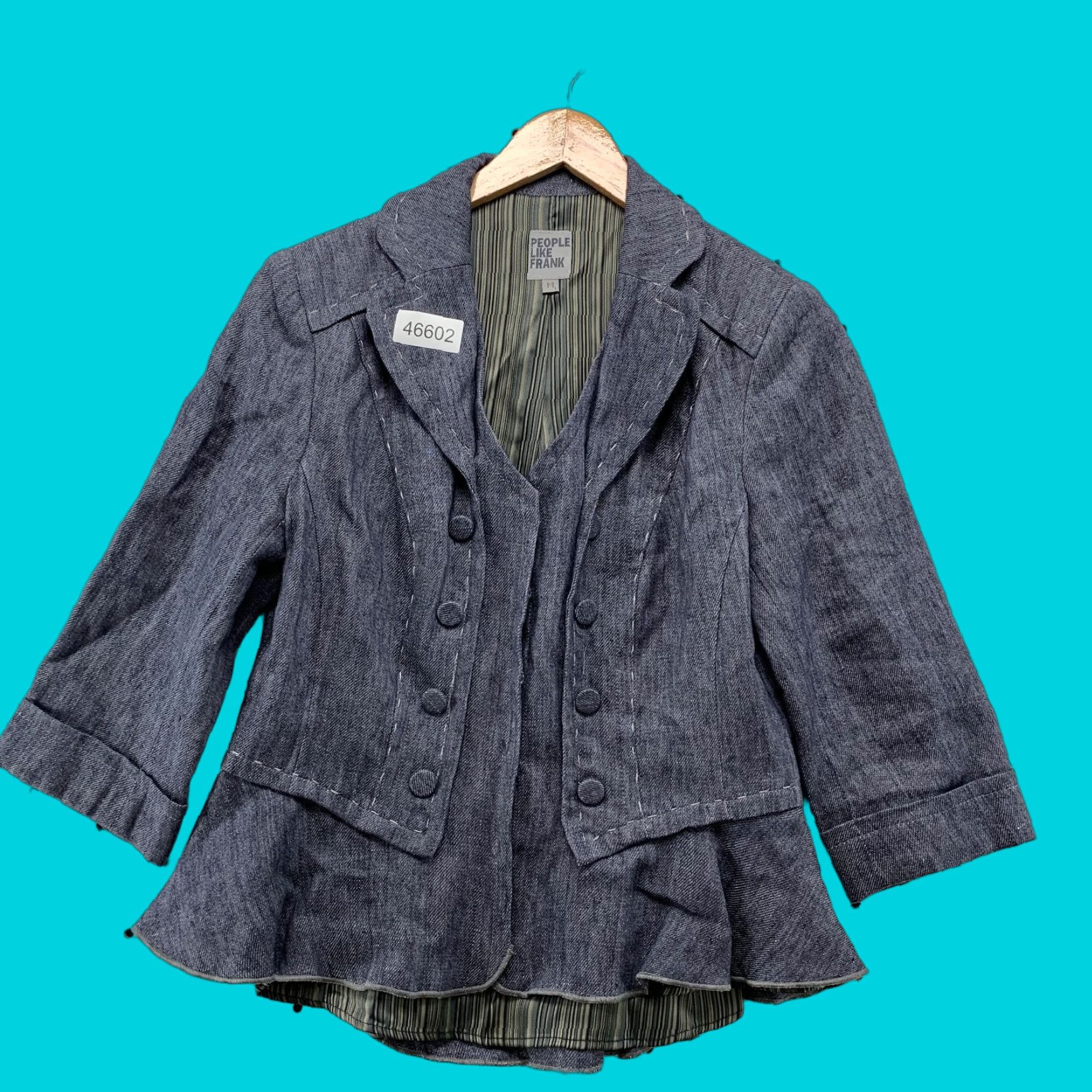 Anthropologie VINTAGE Anthropologie People Like Frank Linen Blazer Womens M Blue 3/4 Sleeve Shirt Blazer Womens Medium Blue 3/4 Sleeve Size M / US 6-8 / IT 42-44 - 1 Thumbnail