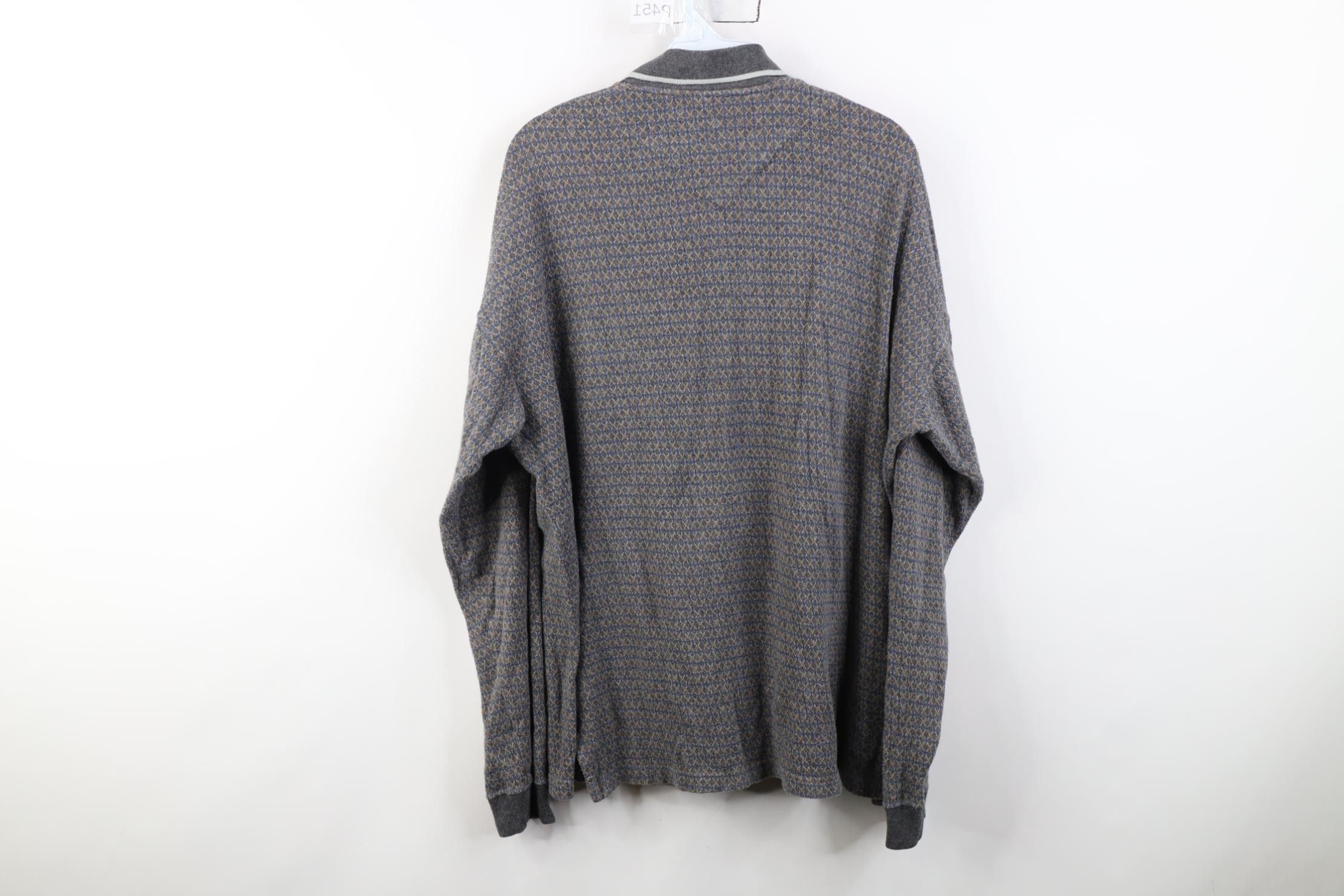 Vintage Vintage 90s Streetwear Fit Geometric Knit Long Sleeve Polo Size US L / EU 52-54 / 3 - 9 Thumbnail