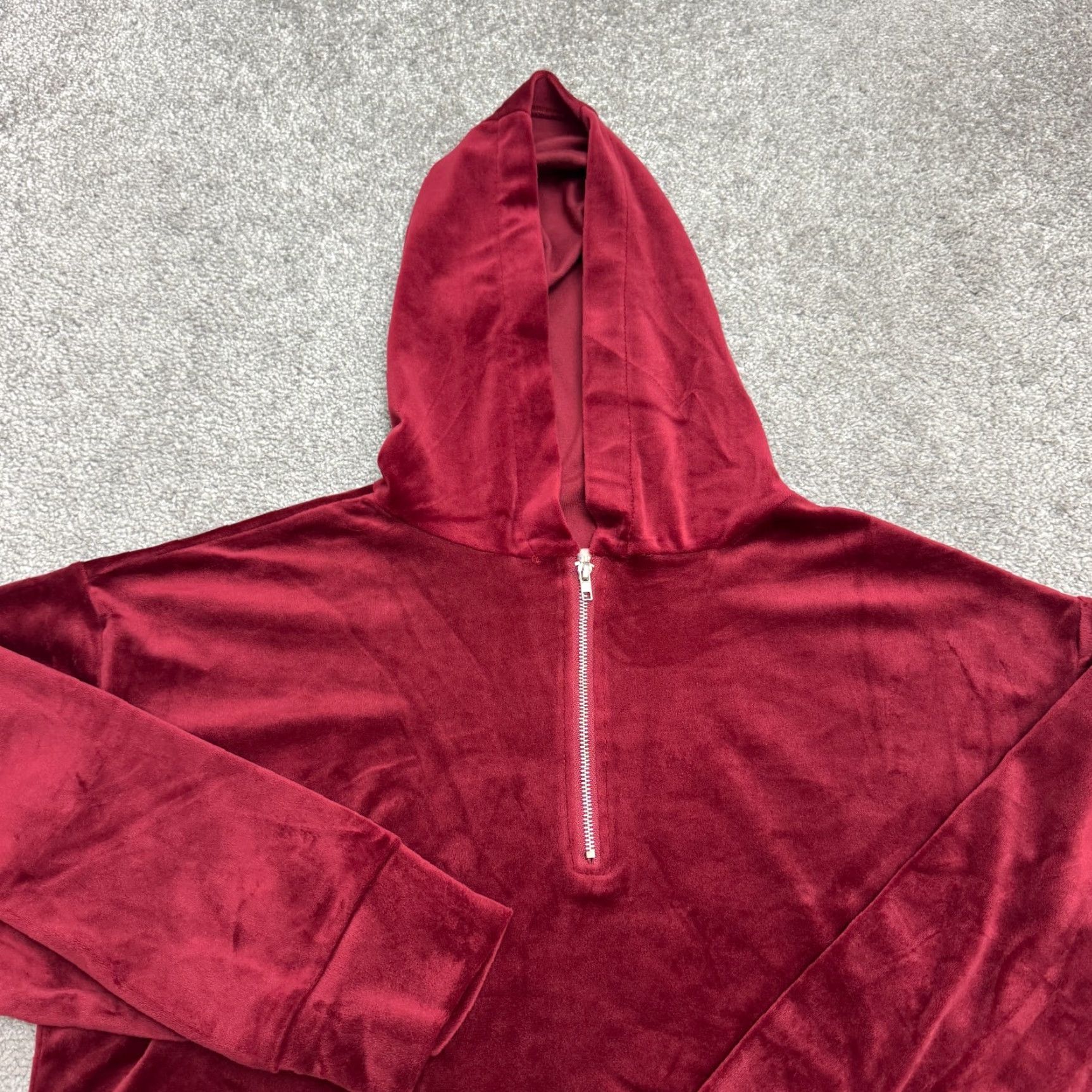 Vintage Ultra Flirt Hoodie 1/4 Zip Velour Sweatshirt Womens M Red Velour Logo Casual Outdoor Streetwear Size M / US 6-8 / IT 42-44 - 3 Thumbnail