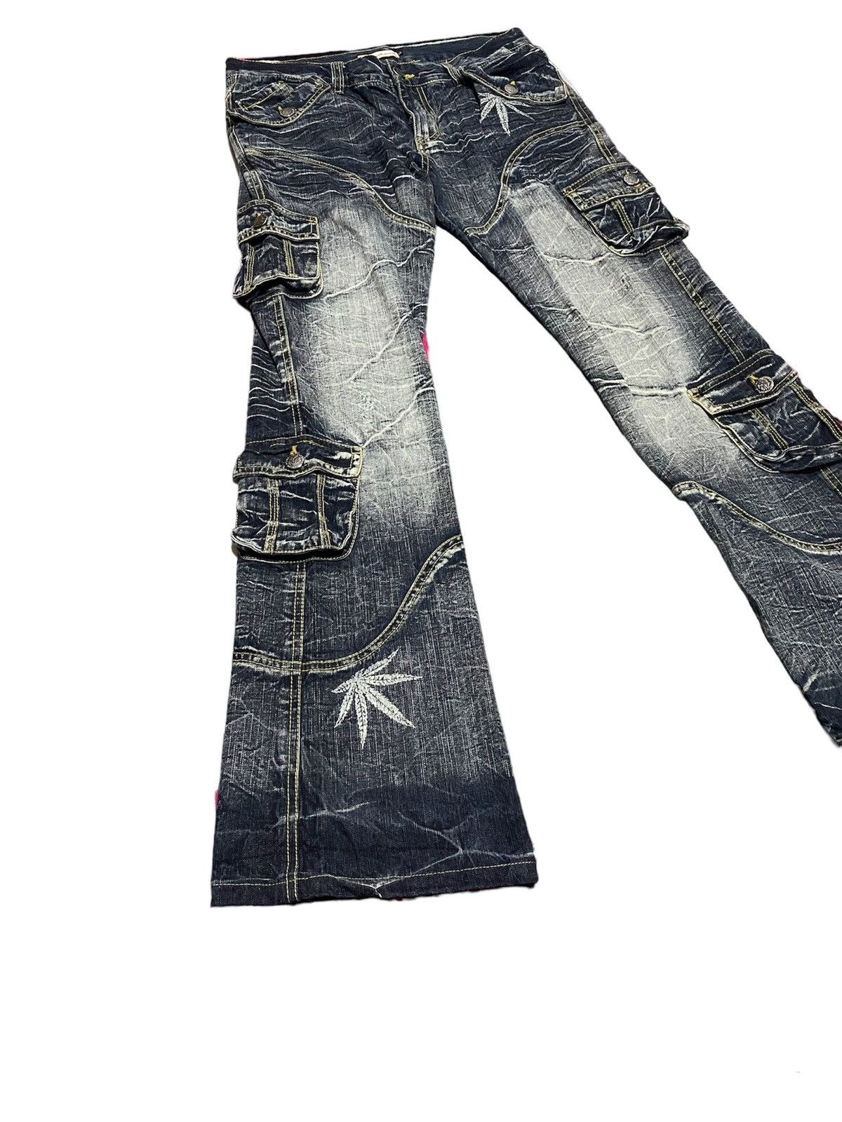 Japanese Brand Vintage 4 pockets flare pants Marijuana Size US 32 / EU 48 - 3 Thumbnail