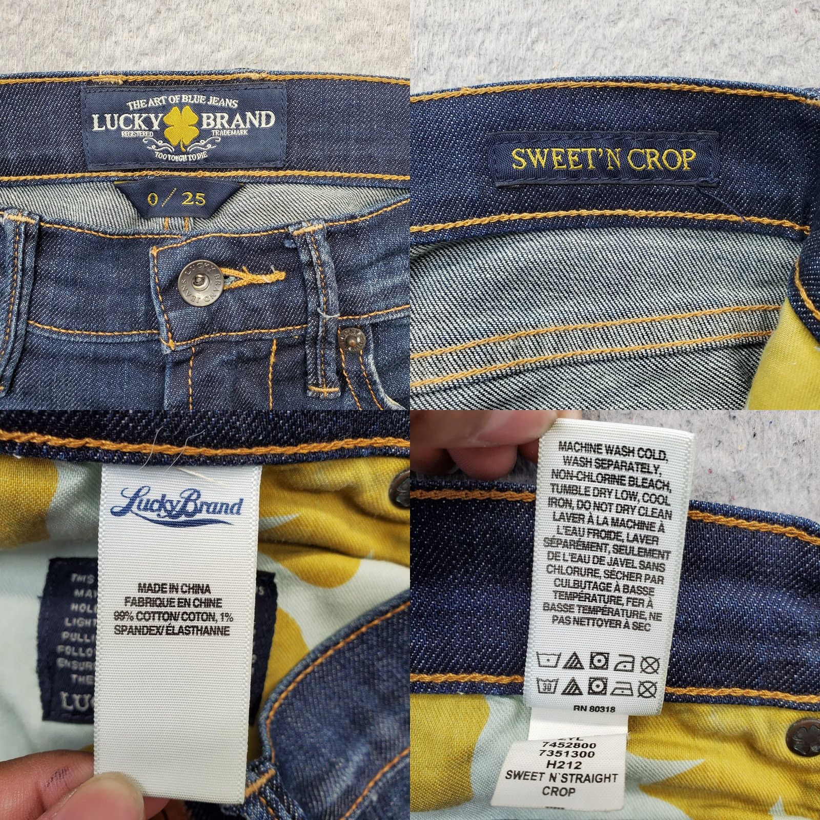 Lucky Brand Lucky Brand Cropped Jeans Women 0/25 Blue Whiskered Faded Dark Wash Cuffed Hem Jeans Women XS-0/25 Blue Whiskered Cuffed Hem Size 25" / US 0 / IT 36 - 8 Thumbnail