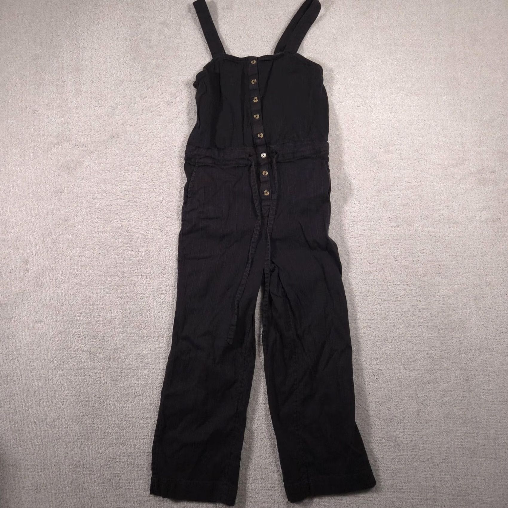 Billabong Billabong Jumpsuit Womens Small Black Button Front Pockets Drawstring Sleeveless 1 Piece Summer Casual Women’s S Size 28" / US 6 / IT 42 - 2 Thumbnail