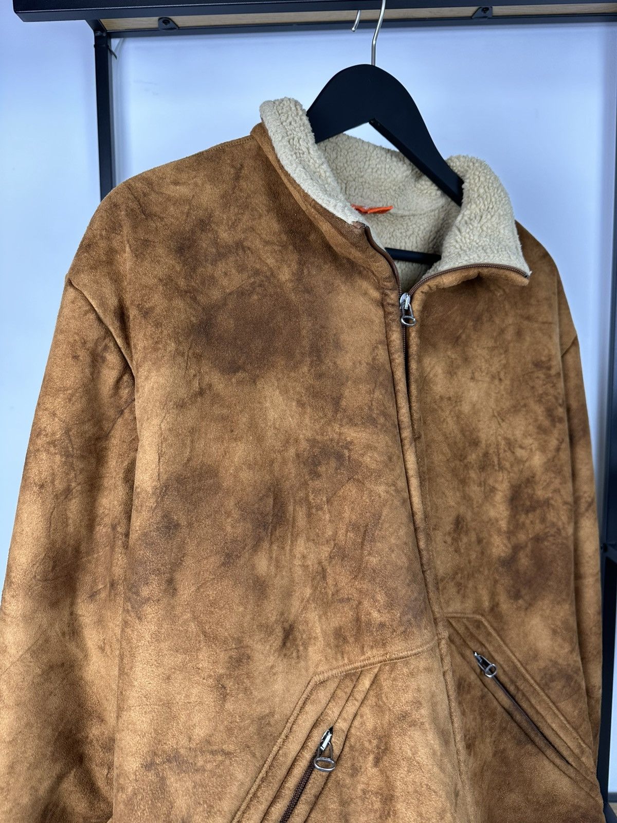 Hugo × Hugo Boss × Vintage HUGO BOSS Tan Faux Sheepskin Fleece Jacket B3 Style Coat Men Size US XXL / EU 58 / 5 - 9 Thumbnail