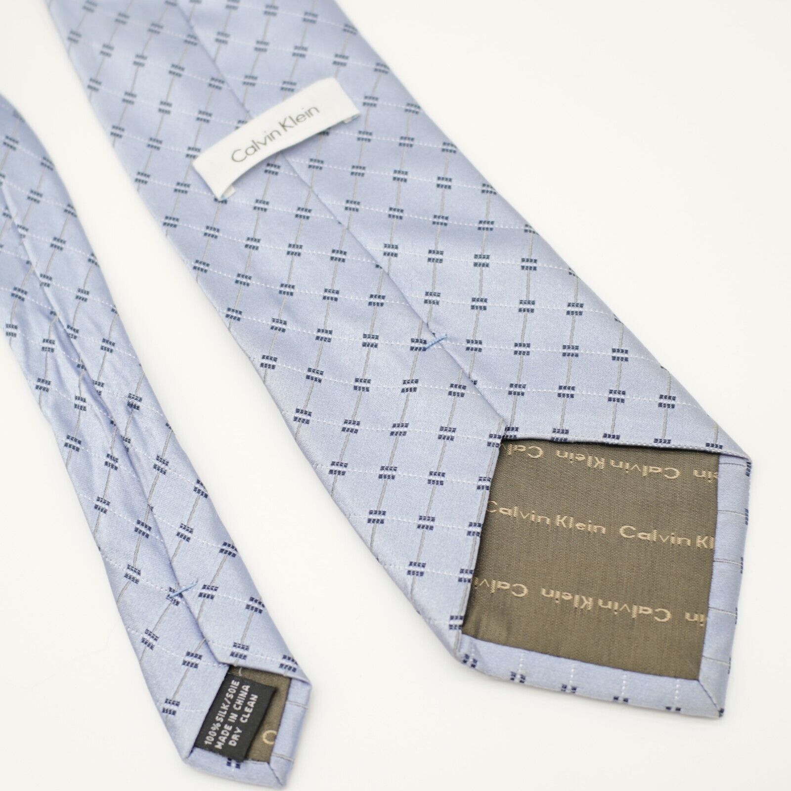 Calvin Klein Calvin Klein Blue Geometric Woven Silk Tie Size ONE SIZE - 6 Thumbnail