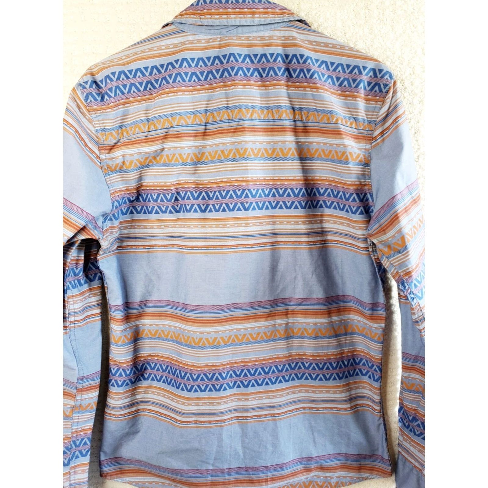 Carbon Carbon Slim Fit Aztec Tribal Print Western Look Classic Long Sleeve Button Up Shirt Men’s M Size US M / EU 48-50 / 2 - 7 Thumbnail