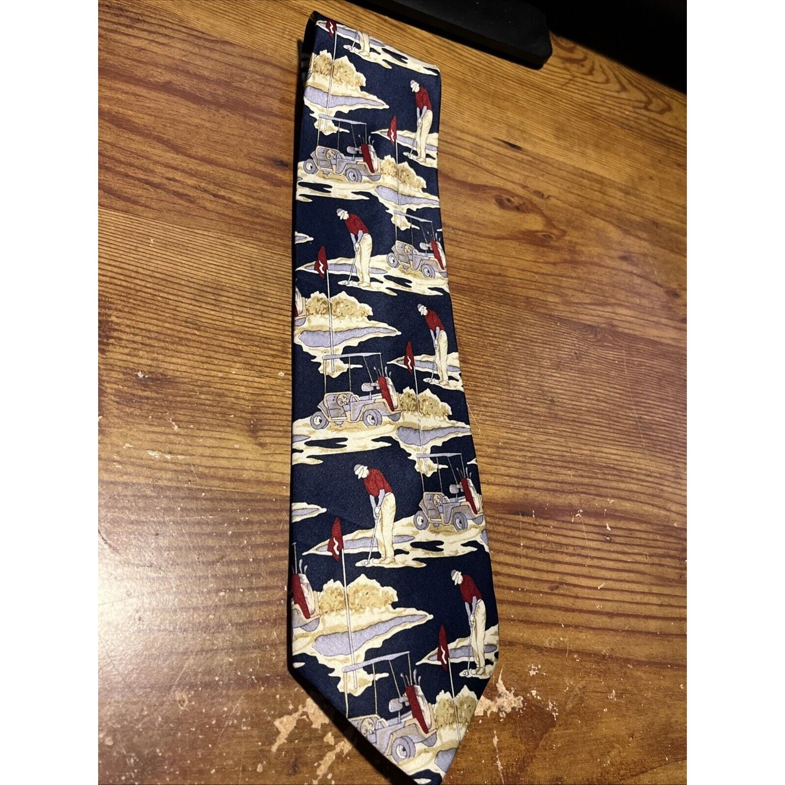 Other Kai Long Vintage Men's Tie Hand-Made Silk Necktie Golf Print Size ONE SIZE - 6 Thumbnail