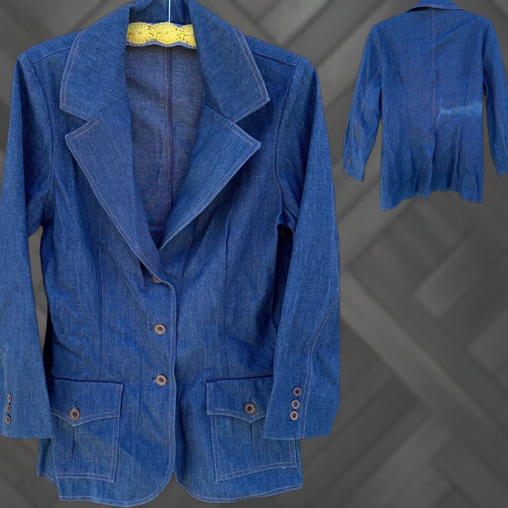 Vintage VINTAGE Koret City Blues denim blazer jacket Union Made In USA 1970s M/L Blue Denim Jacket Mens/Womens? Size M / US 6-8 / IT 42-44 - 1 Thumbnail
