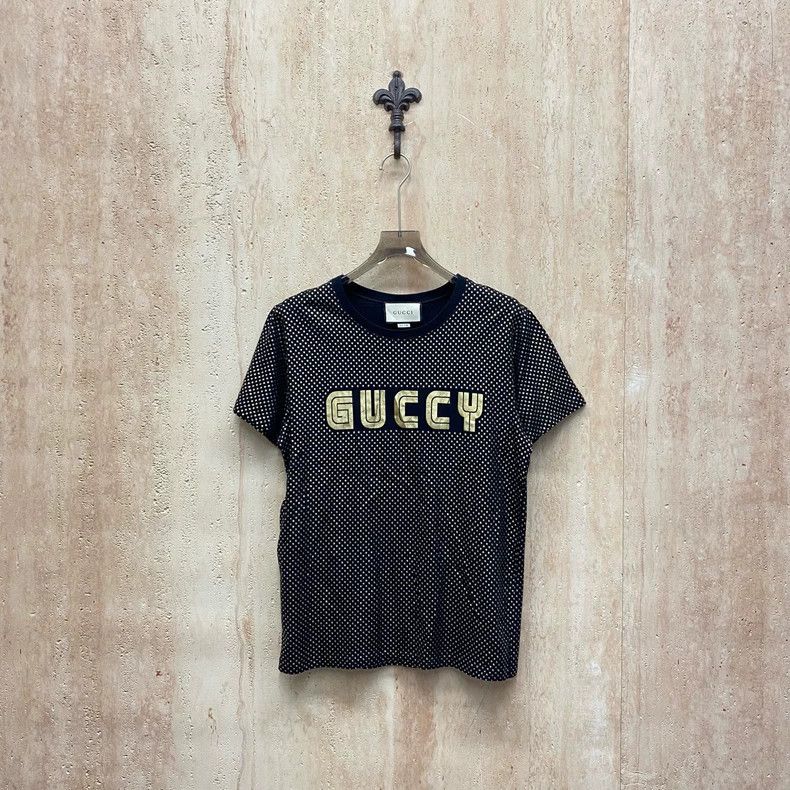 Gucci Gucci Black gold star full print letter logo short sleeve 2 Size S / US 4 / IT 40 - 1 Thumbnail