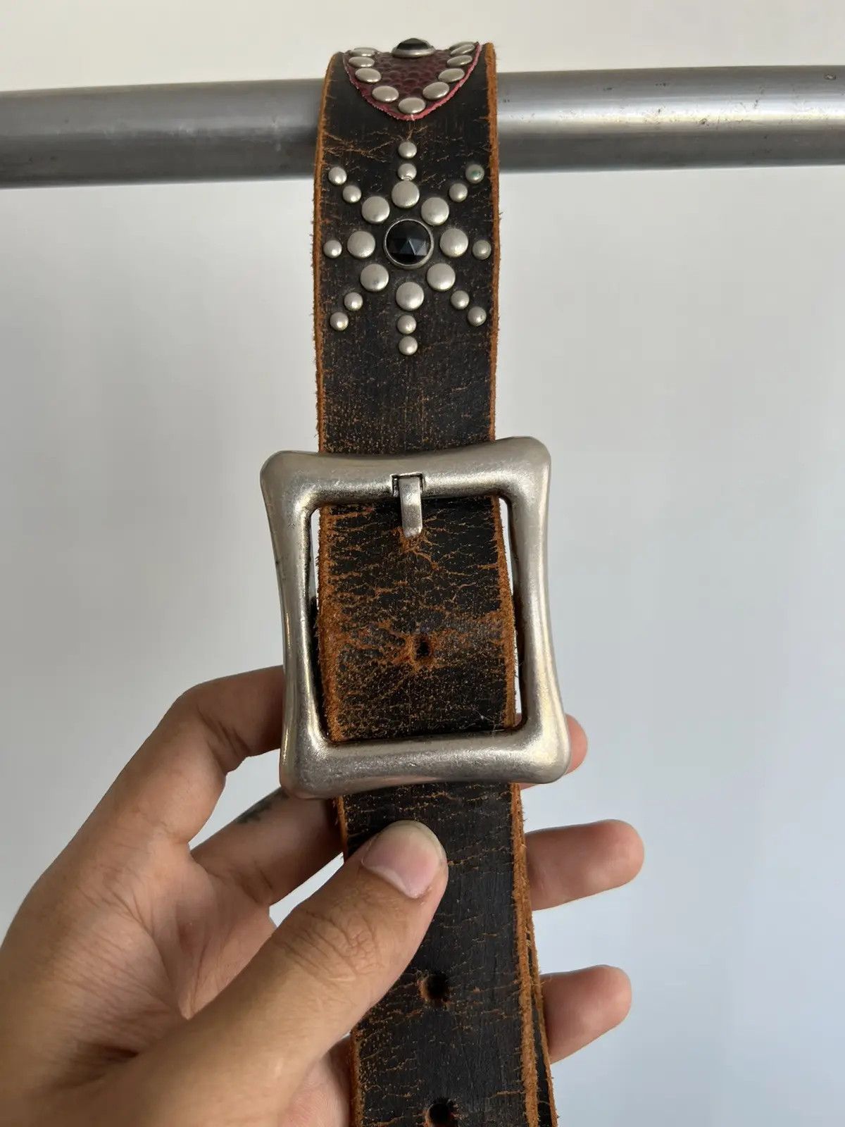 Vintage Vintage Studded Leather Belt Size 32 - 5 Thumbnail