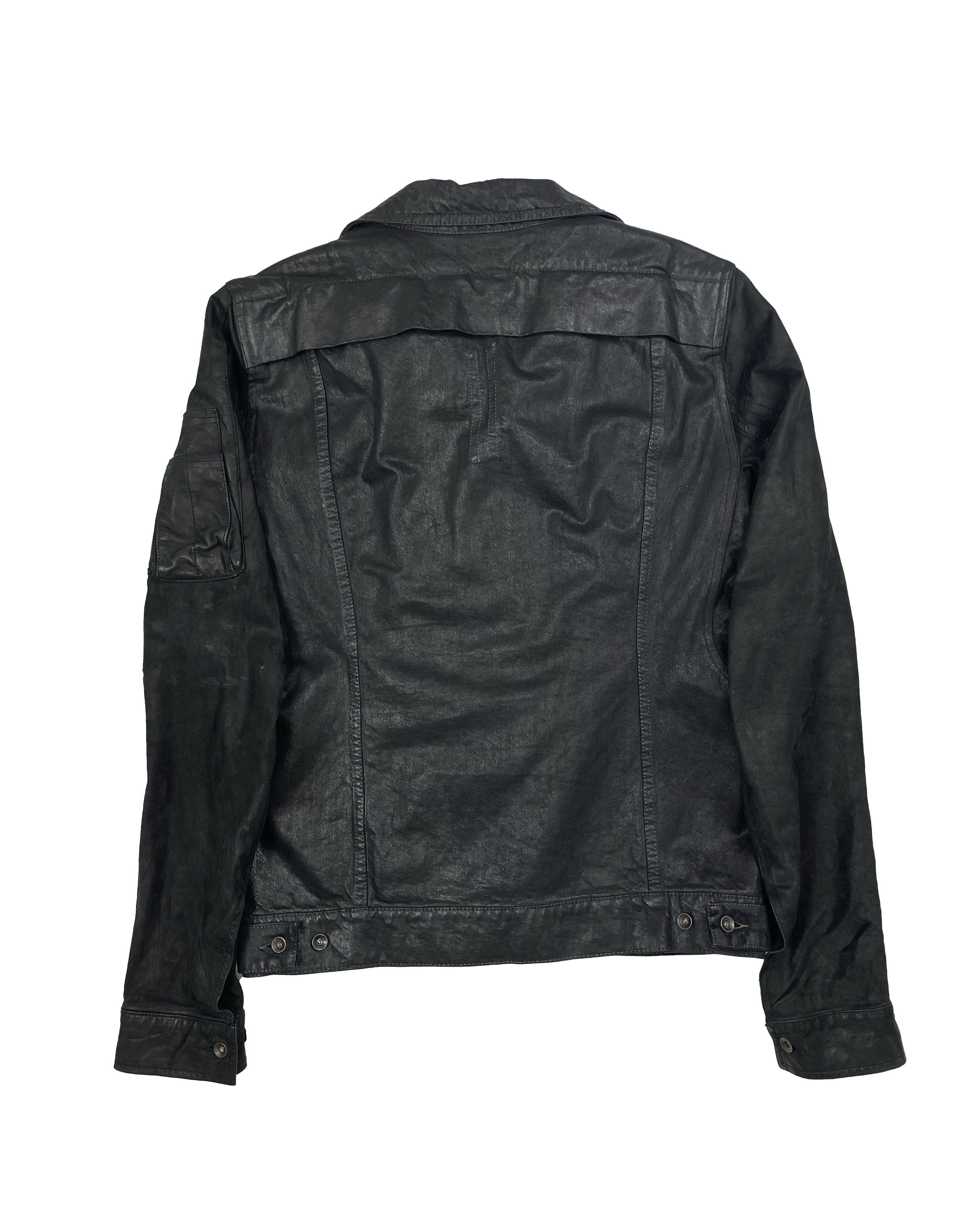 Rick Owens Drkshdw HYBRID SLAVE JACKET LAMB LEATHER / WAXED DENIM Size US M / EU 48-50 / 2 - 2 Thumbnail