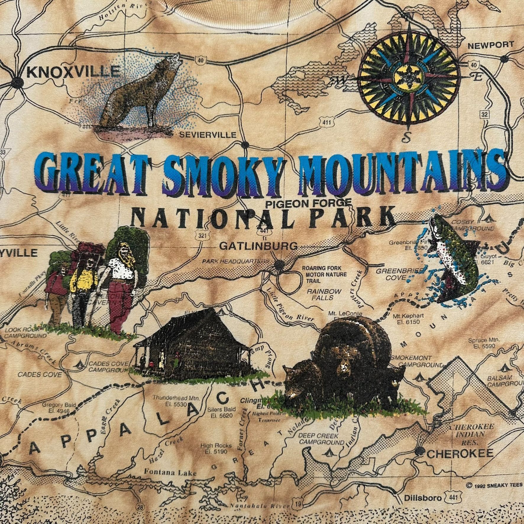 Vintage Vintage 90s Smoky Mountains National Park AOP T-Shirt Gorpco Size US L / EU 52-54 / 3 - 2 Thumbnail