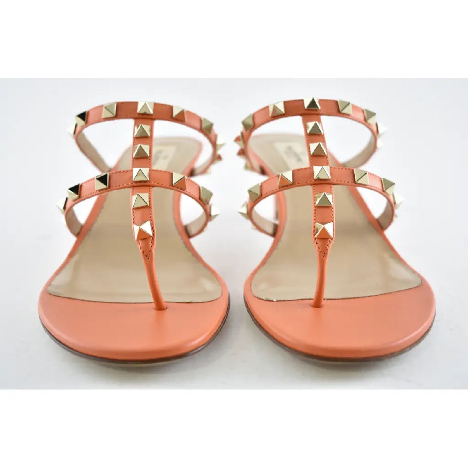 Valentino Valentino Rockstud 50 Orange Thong Backless Strap Sandal Size US 9.5 / IT 39.5 - 5 Thumbnail