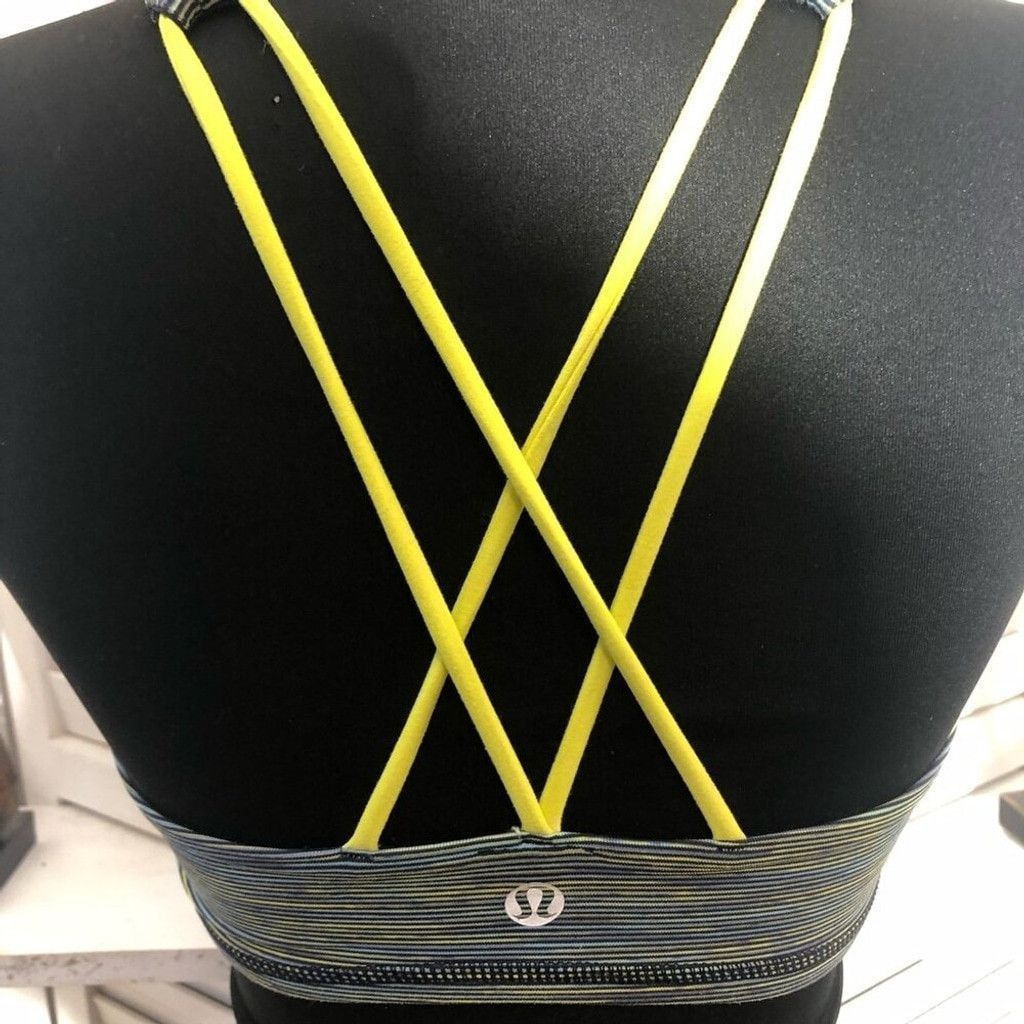 Lululemon Lululemon Bra Sports Padded Strap Back Stretch Blue Yellow S Size ONE SIZE - 7 Thumbnail