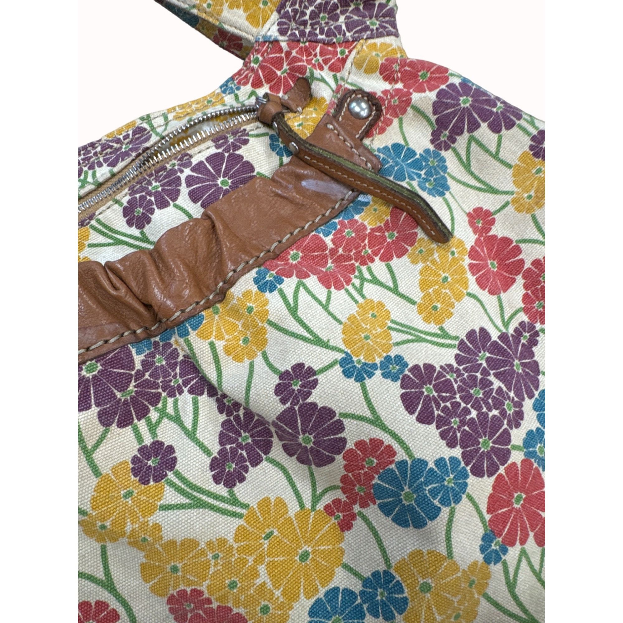 Fossil Fossil women’s vintage leather canvas floral hand shoulder b Size ONE SIZE - 4 Thumbnail
