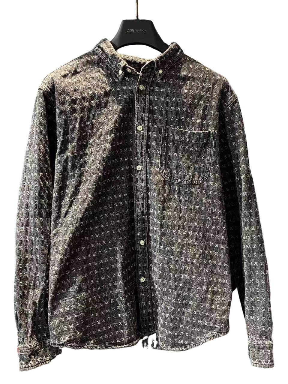 Supreme Supreme Logo Rib Collar Denim Shirt Sz. Medium SS17 | Grailed