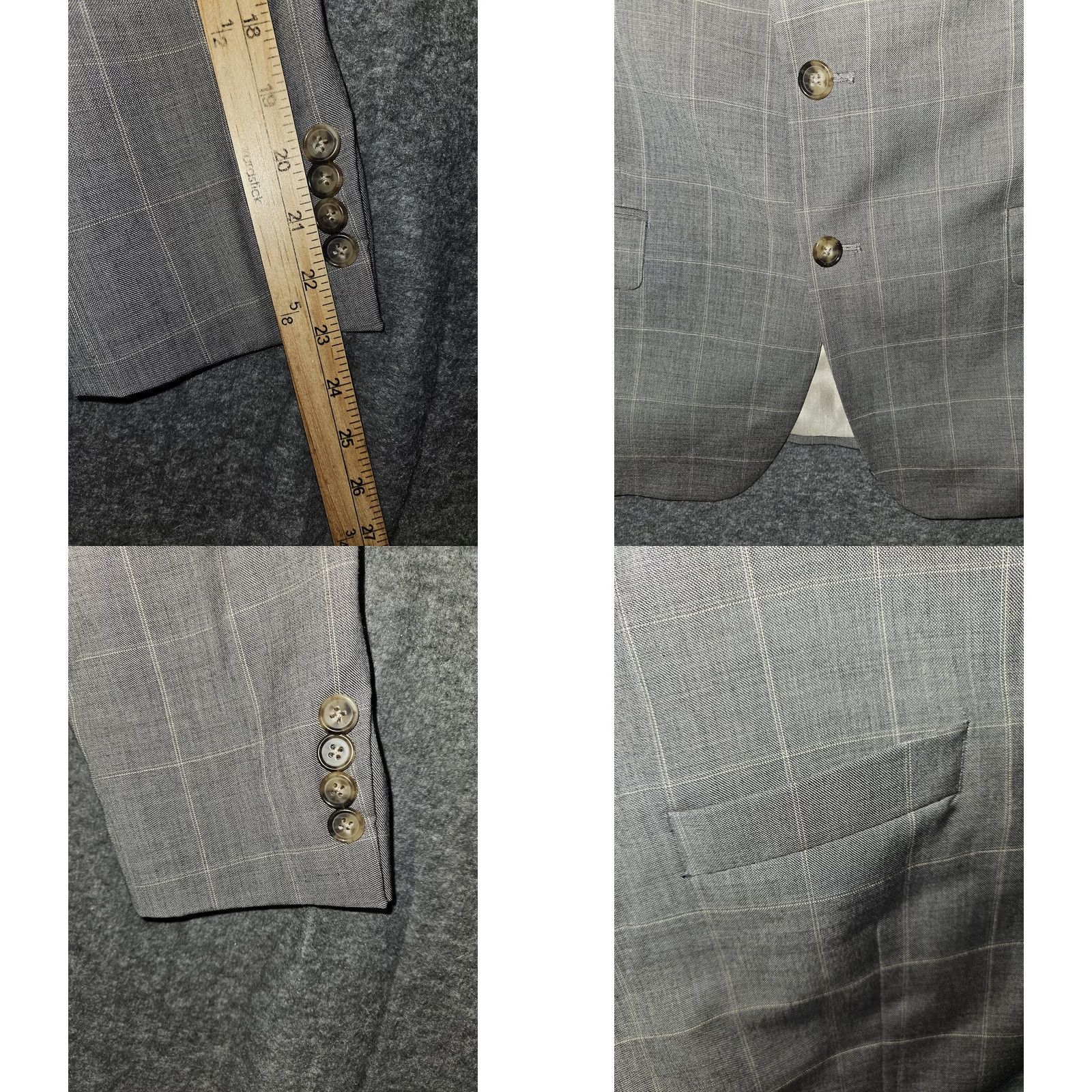Ralph Lauren Ralph Lauren Blazer Mens 44S Gray Plaid Wool Jacket Dillard's Made in Canada Sport Coat Two-Button Notch Lapel Size 44R - 8 Thumbnail