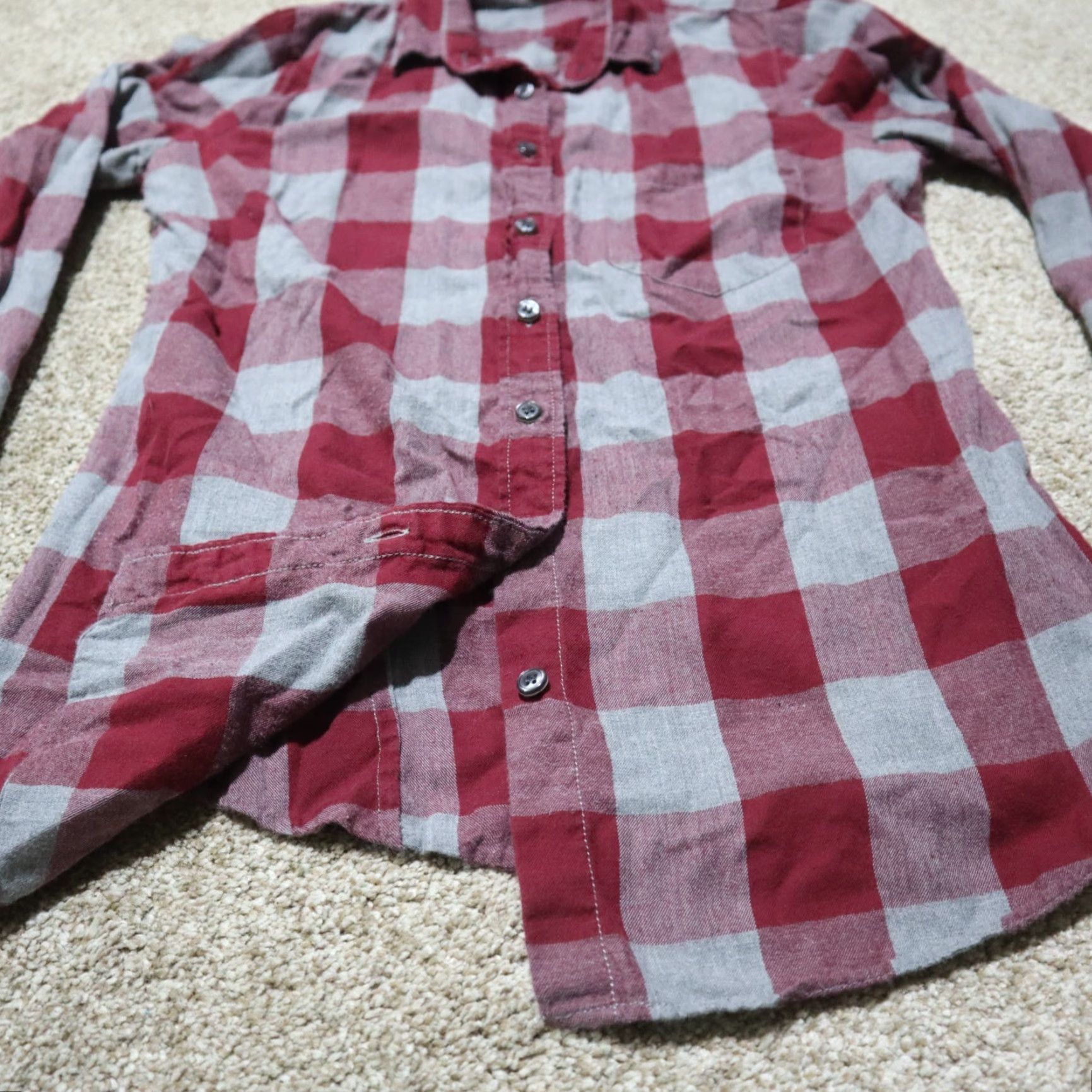 J.Crew J.Crew Button Front Shirt Plaid Red Gray Long Sleeve Pocket Cotton Women's XS Shirt Size XS / US 0-2 / IT 36-38 - 3 Thumbnail