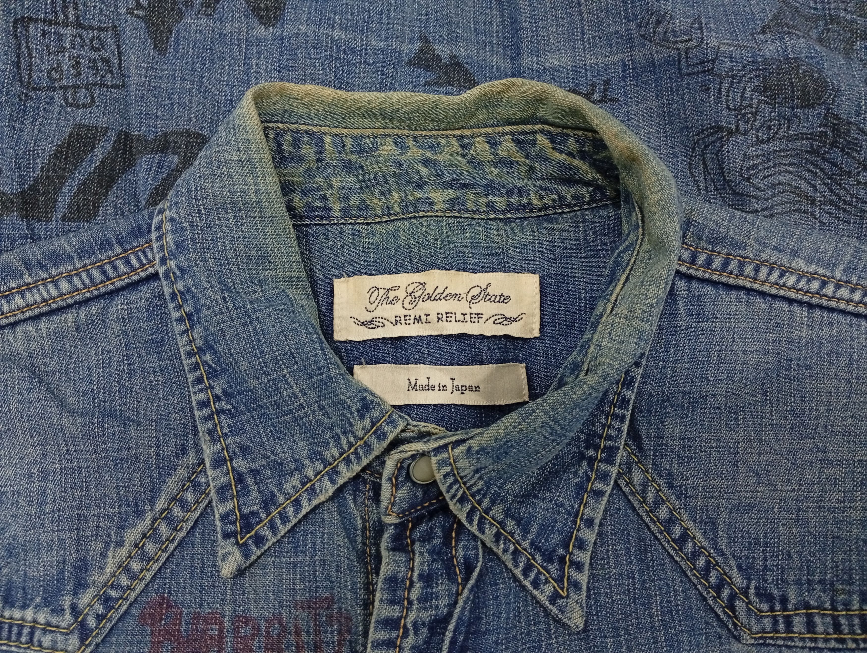 Japanese Brand × Remi Relief 🔥🔥Remi Relief Artwork Denim Chambray Shirt Size US M / EU 48-50 / 2 - 24 Thumbnail
