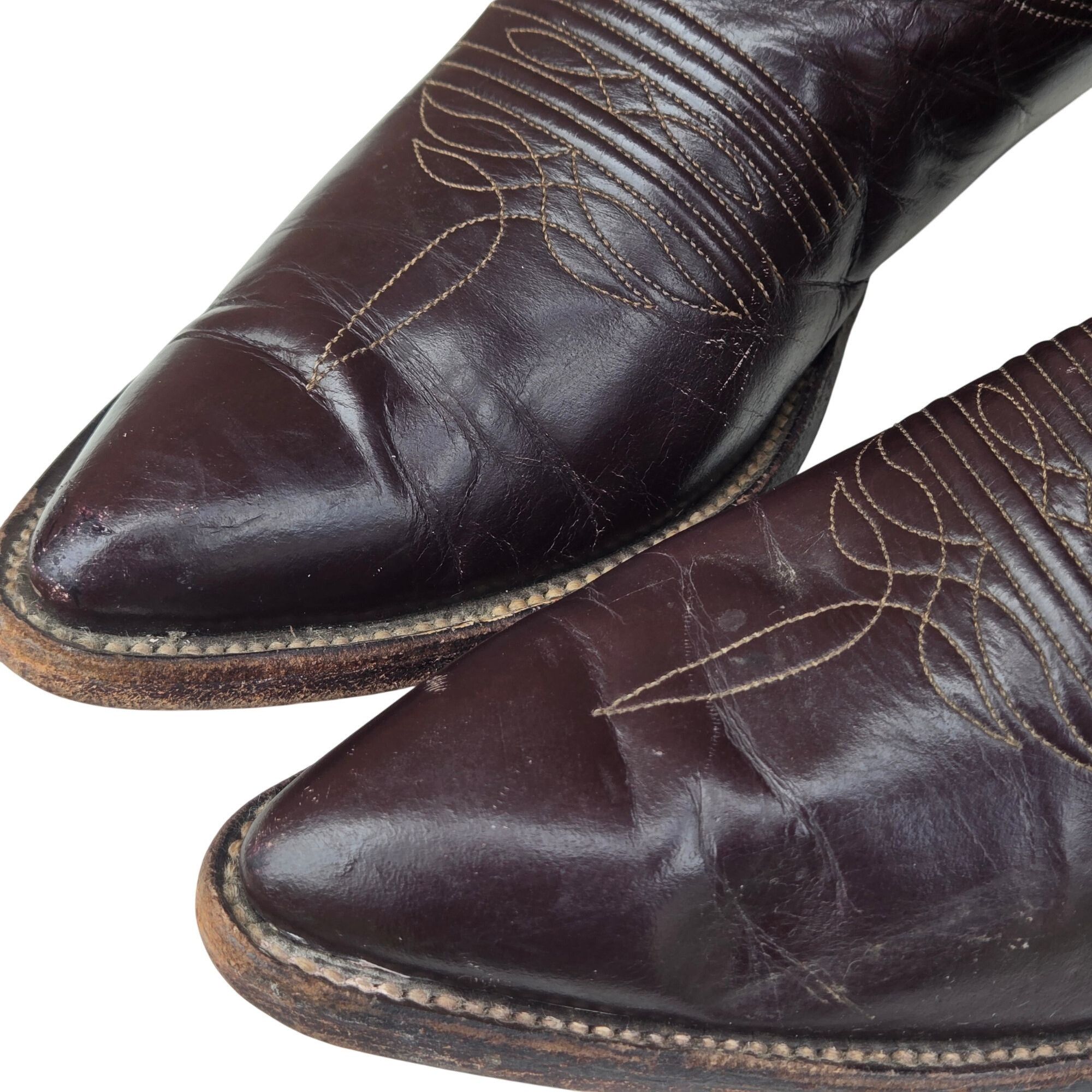 Nocona Vintage Nocona Cowboy Boots Two Tone Brown Leather Mens 11.5 Size US 11.5 / EU 44-45 - 9 Thumbnail