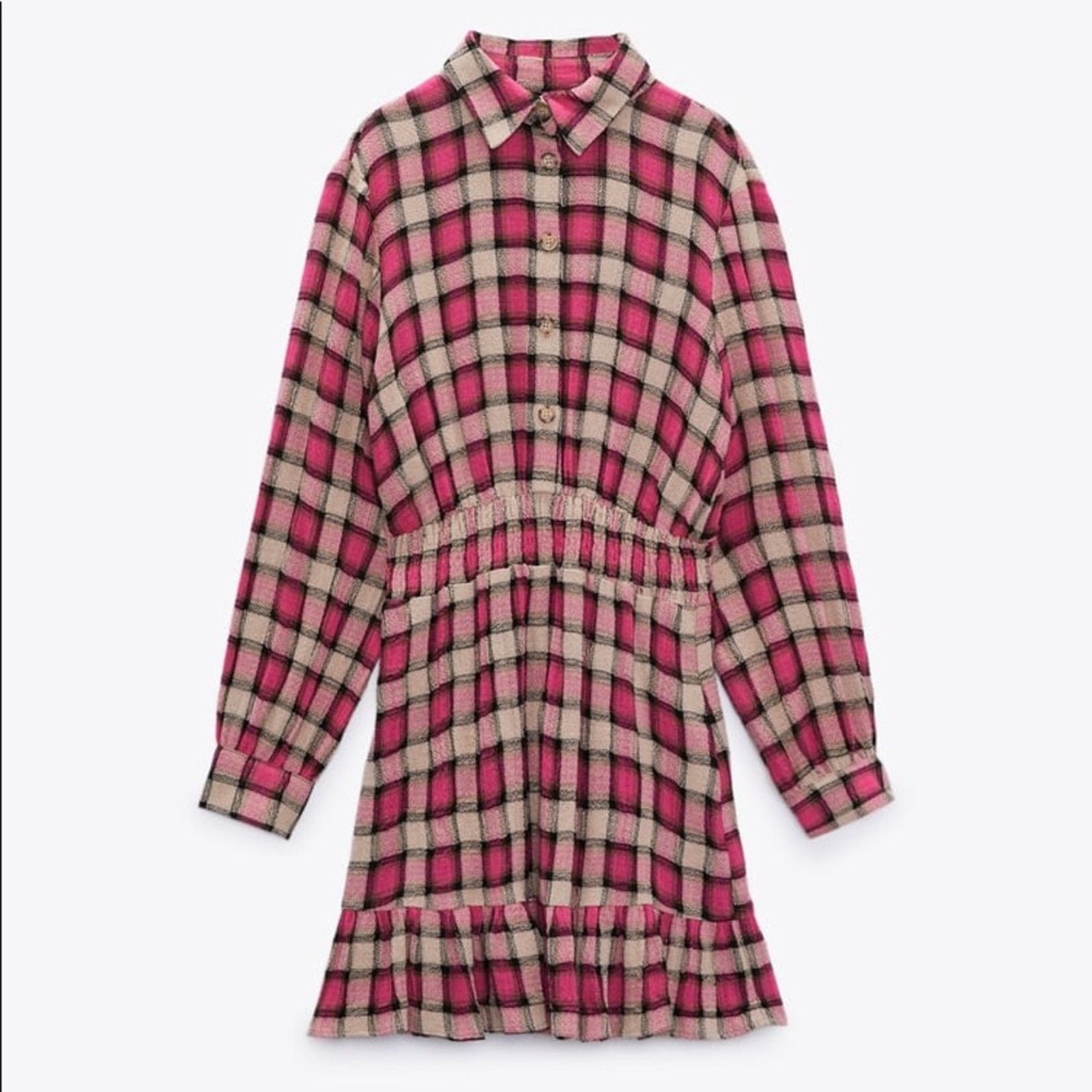 Zara ZARA CHECK SHORT DRESS MULTICOLORED Size L / US 10 / IT 46 - 4 Thumbnail