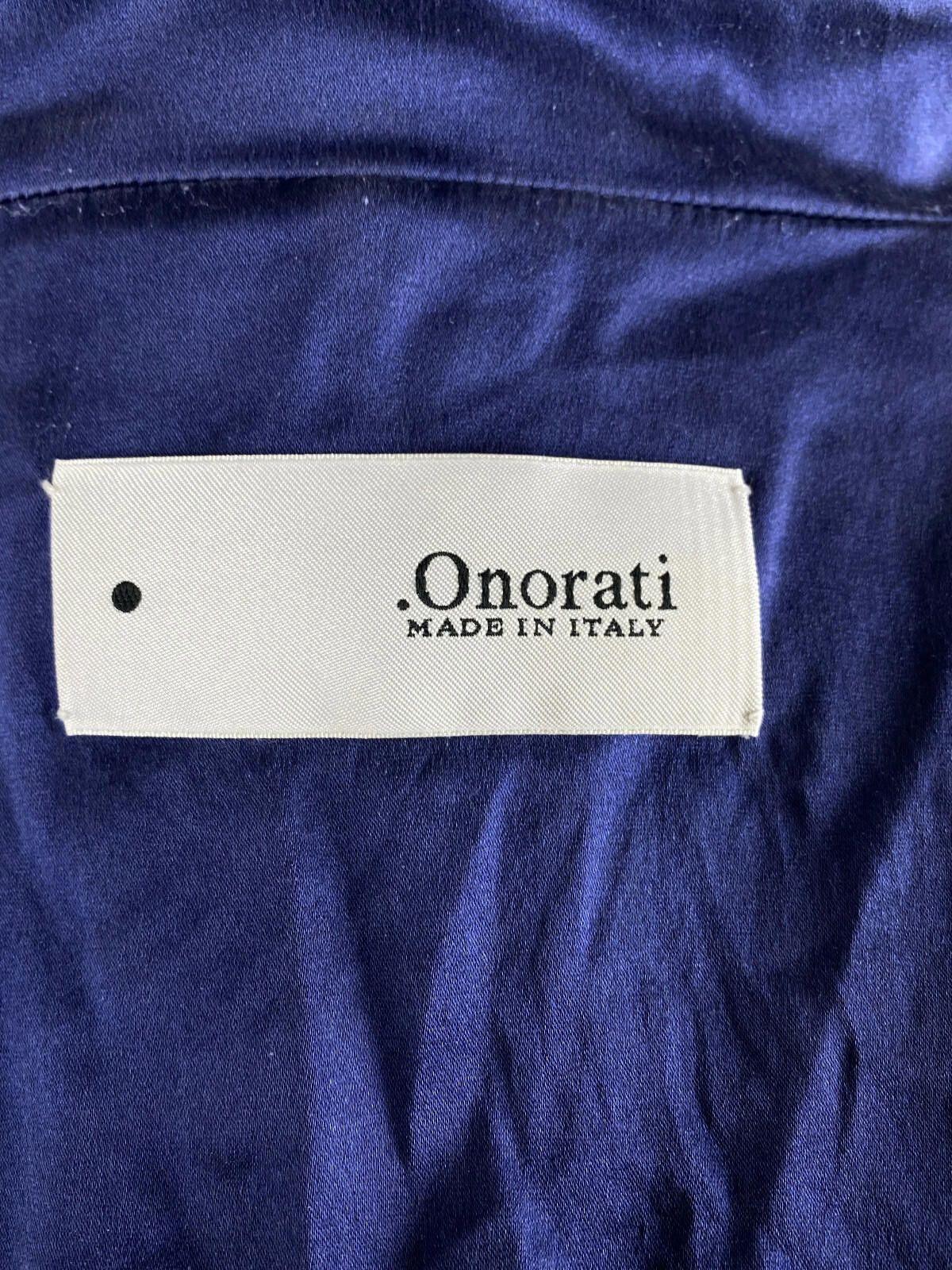 Designer Onorati Blue Silk Button Down Long Sleeve Shirt Size M Size M / US 6-8 / IT 42-44 - 9 Thumbnail