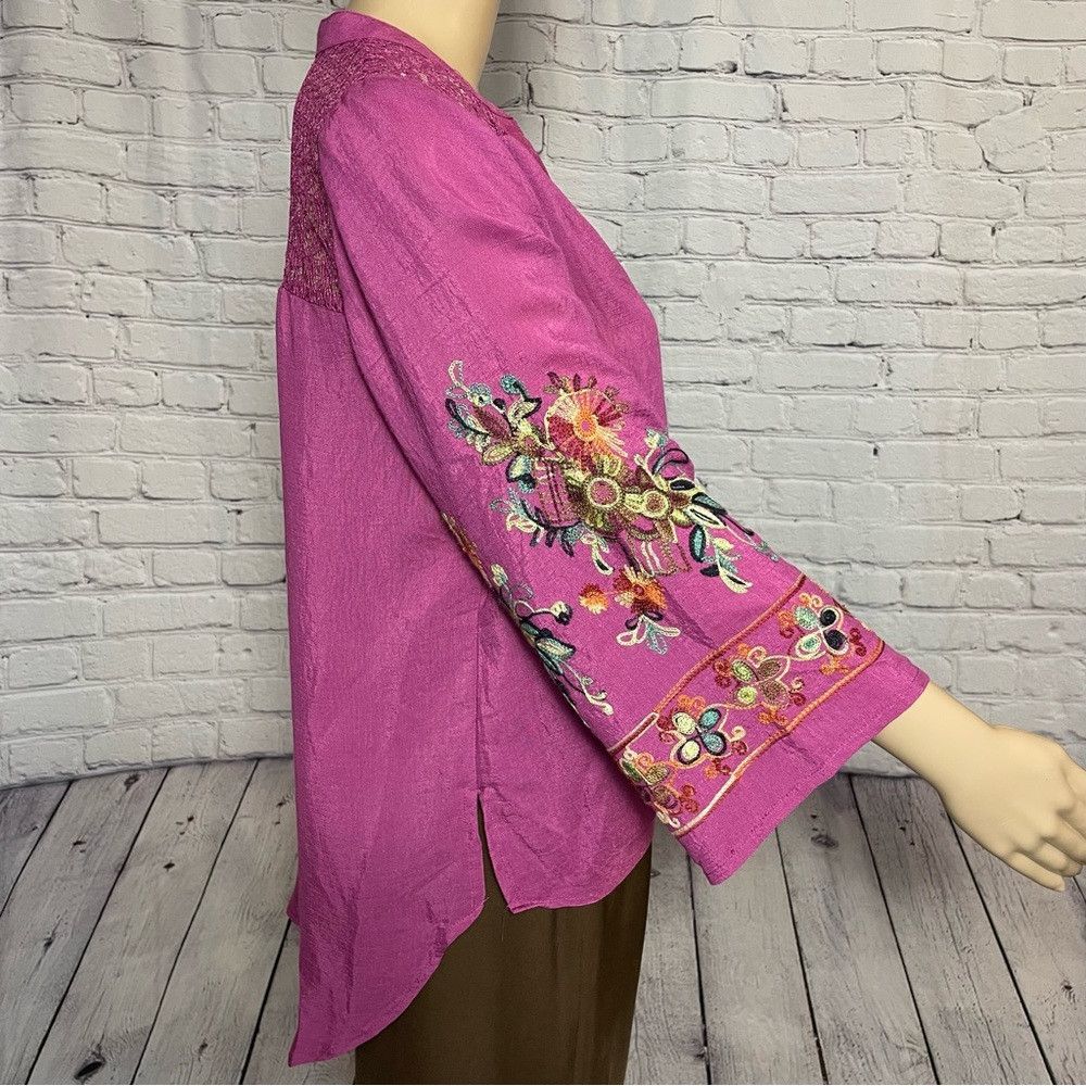 Anthropologie NWT New Anthropologie Fig & Flower Embroidery Purple Floral Size S / US 4 / IT 40 - 4 Thumbnail