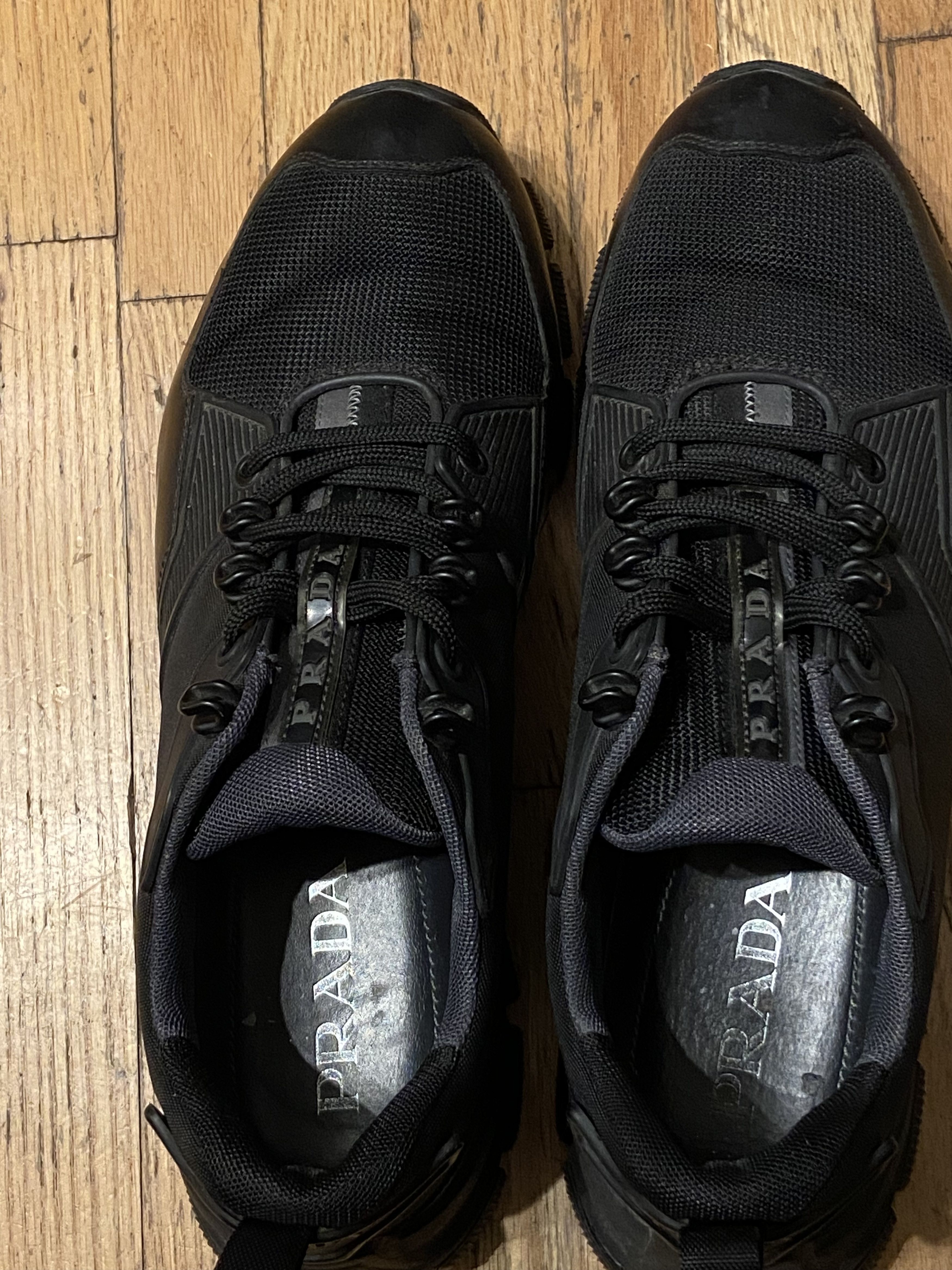 Prada Black Leather & Mesh Crossection Sneakers Size US 9.5 / EU 42-43 - 8 Thumbnail