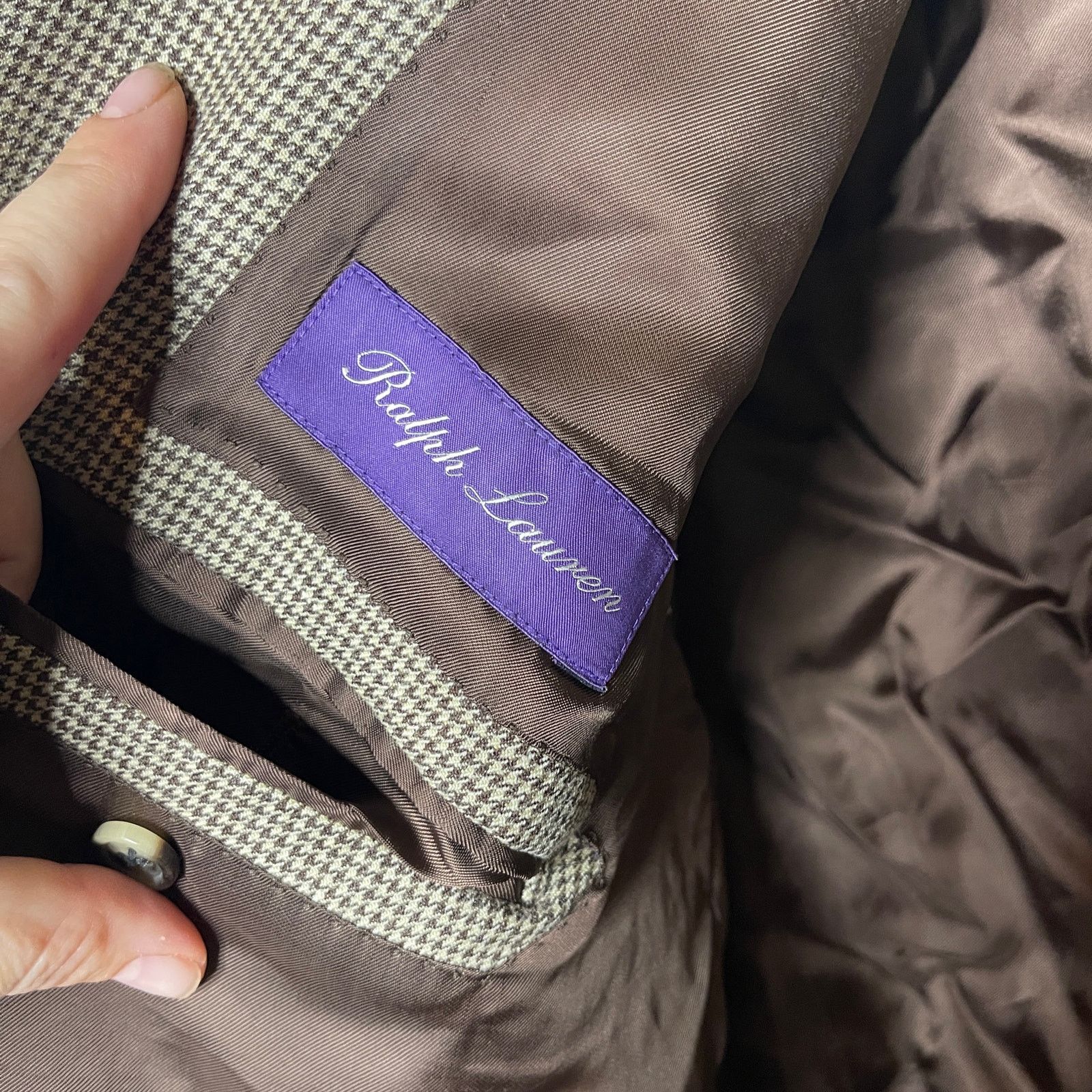 Ralph Lauren Purple Label Ralph Lauren Purple label Slim-Fit Blazer Brown Houdstooth Size 48R - 2 Thumbnail
