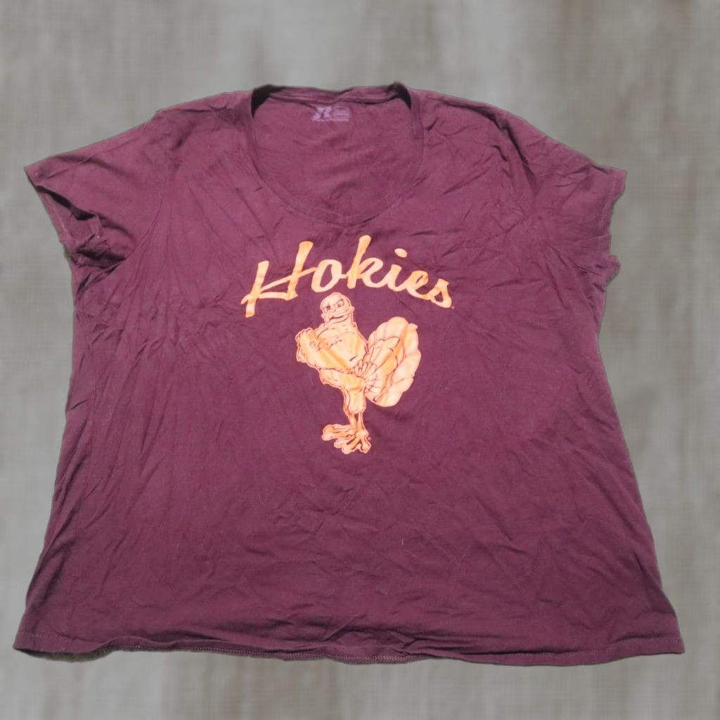 Russell Athletic Hokies Virginia VA Red Burgundy Short Sleeve Tee T-Shirt Women's 3XL Red Shirt Graphic Tee 100% Cotton Mens Womens Size XXL / US 16-18 / IT 52-54 - 1 Thumbnail