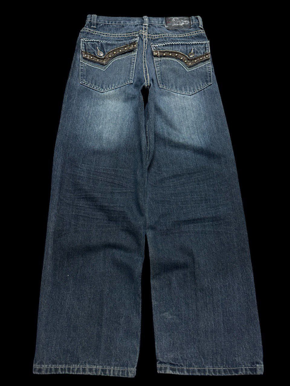 Tornado Mart SUPER BAGGY 90s Style Fubu Mudwash Wide Studded Jeans Size US 26 / EU 42 - 12 Thumbnail