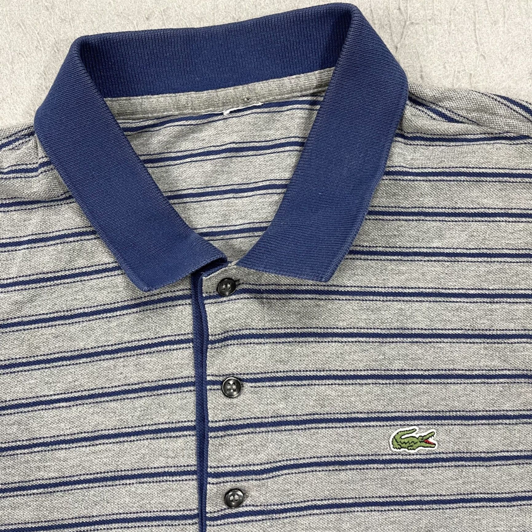 Lacoste Lacoste Polo Shirt Mens Medium Gray Blue Striped Pique Rugby Cotton Long Sleeve Size US M / EU 48-50 / 2 - 3 Thumbnail