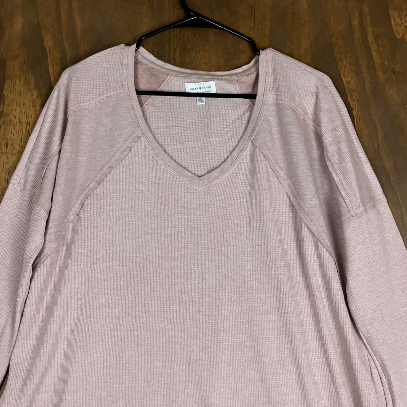 Lucky Brand Lucky Brand Womens Shirt Tan V Neck Long Sleeve Boxy Oversized Side Slits M Size M / US 6-8 / IT 42-44 - 2 Thumbnail