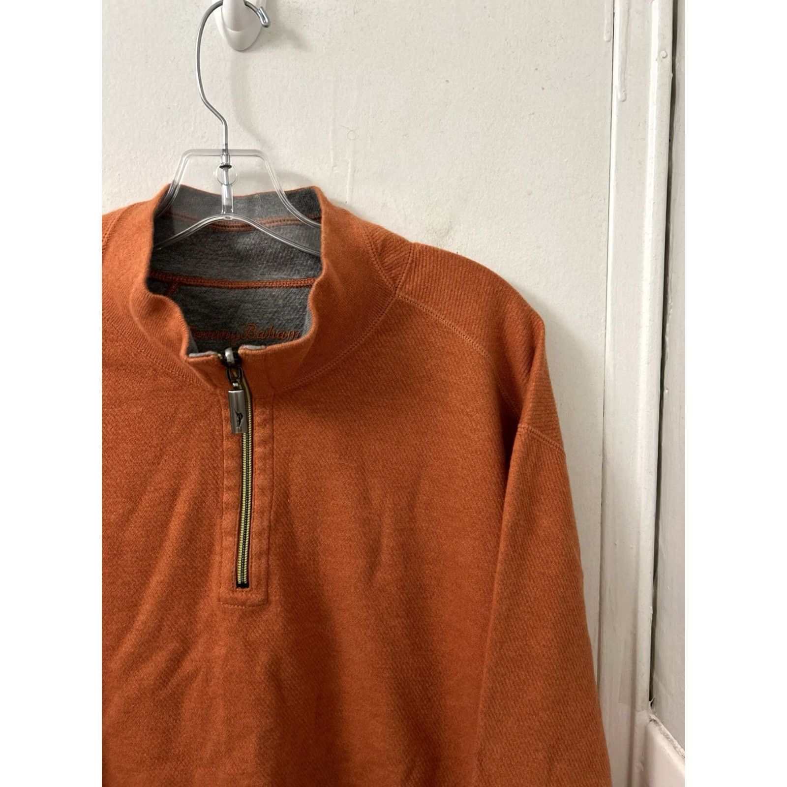 Tommy Bahama VINTAGE Tommy Bahama Reversible 1/4 Zip Mens 2XL Orange Pullover Marlin Cotton L/S Size US XXL / EU 58 / 5 - 4 Thumbnail