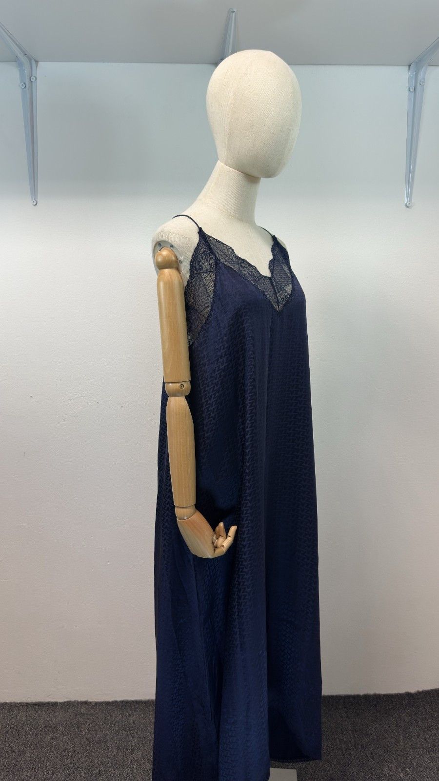 Zadig & Voltaire Zadig & Voltaire Risty Navy Blue Silk Dress Lace Trim Size XS / US 0-2 / IT 36-38 - 8 Thumbnail