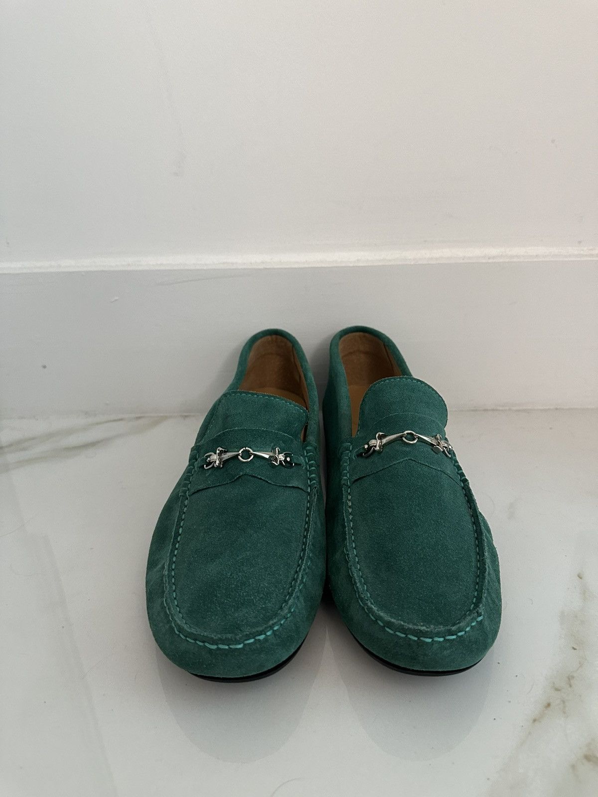 image of Cesare Paciotti x Paciotti Suede Cesar Paciotti Loafers in Green, Men's (Size 11)