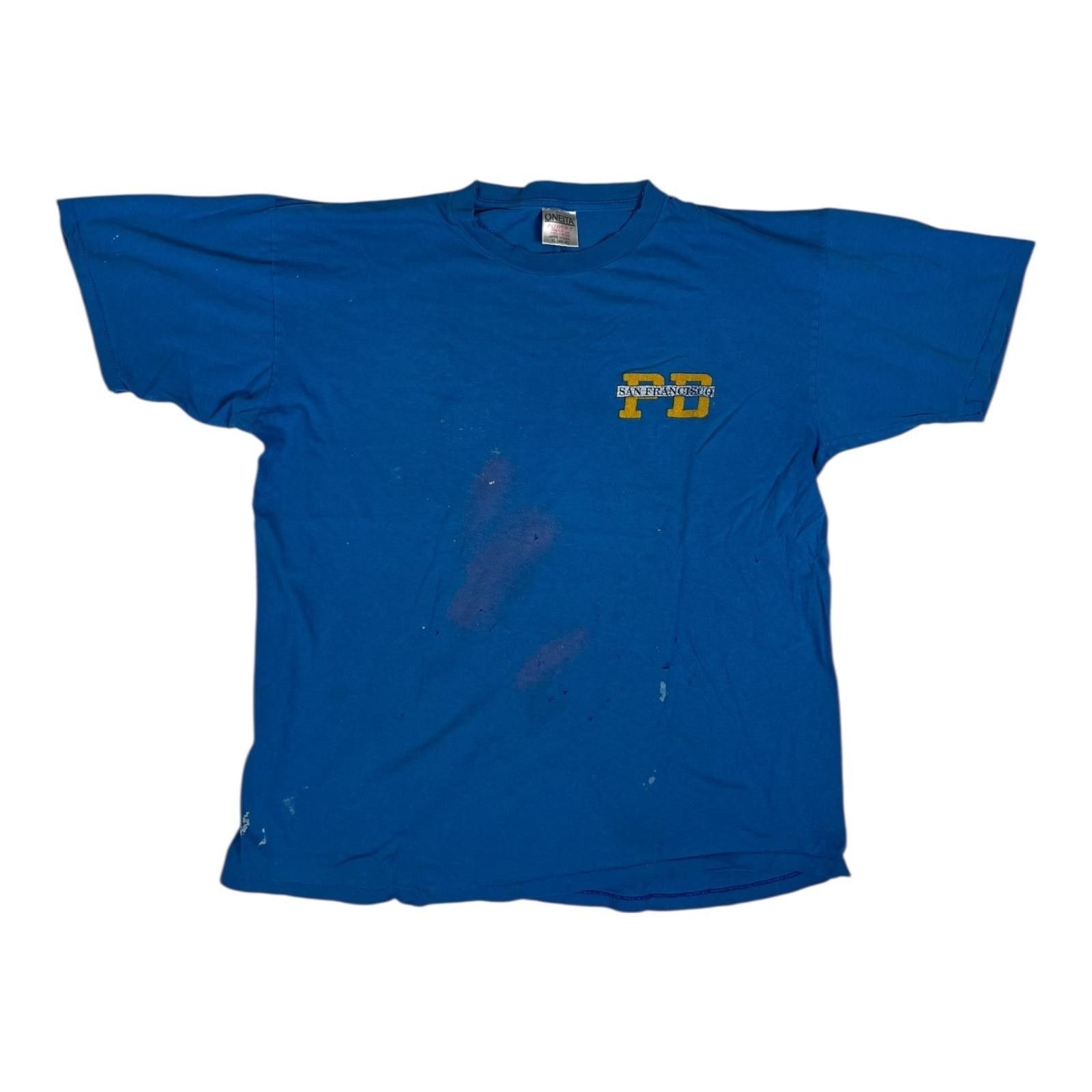 Vintage Vintage Oneita Shirt Mens XL Blue San Francisco PD Police Gr Size US XL / EU 56 / 4 - 1 Thumbnail