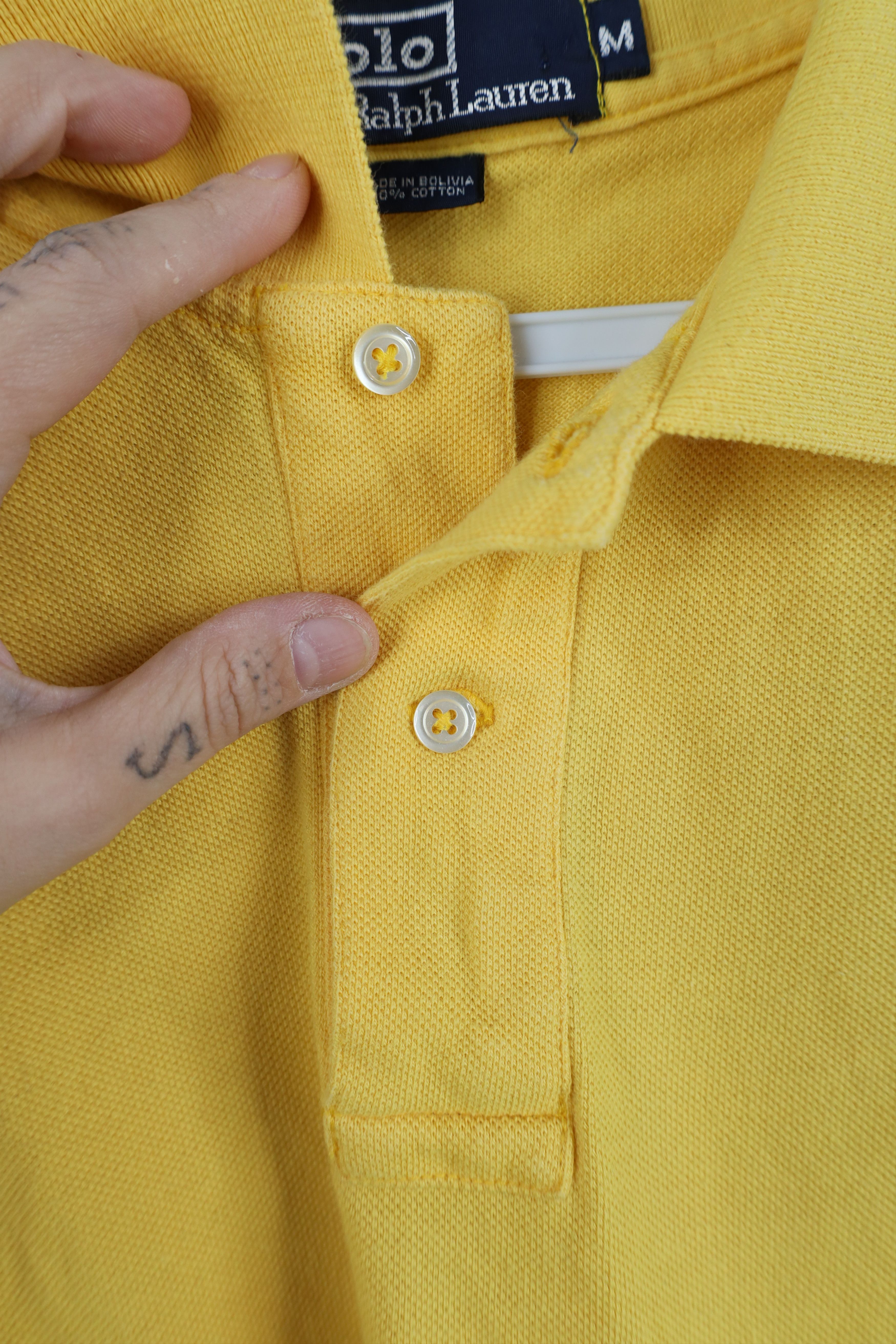 Ralph Lauren Vintage 90s Ralph Lauren Pique Cotton Golf Polo Shirt Yellow Size US M / EU 48-50 / 2 - 6 Thumbnail